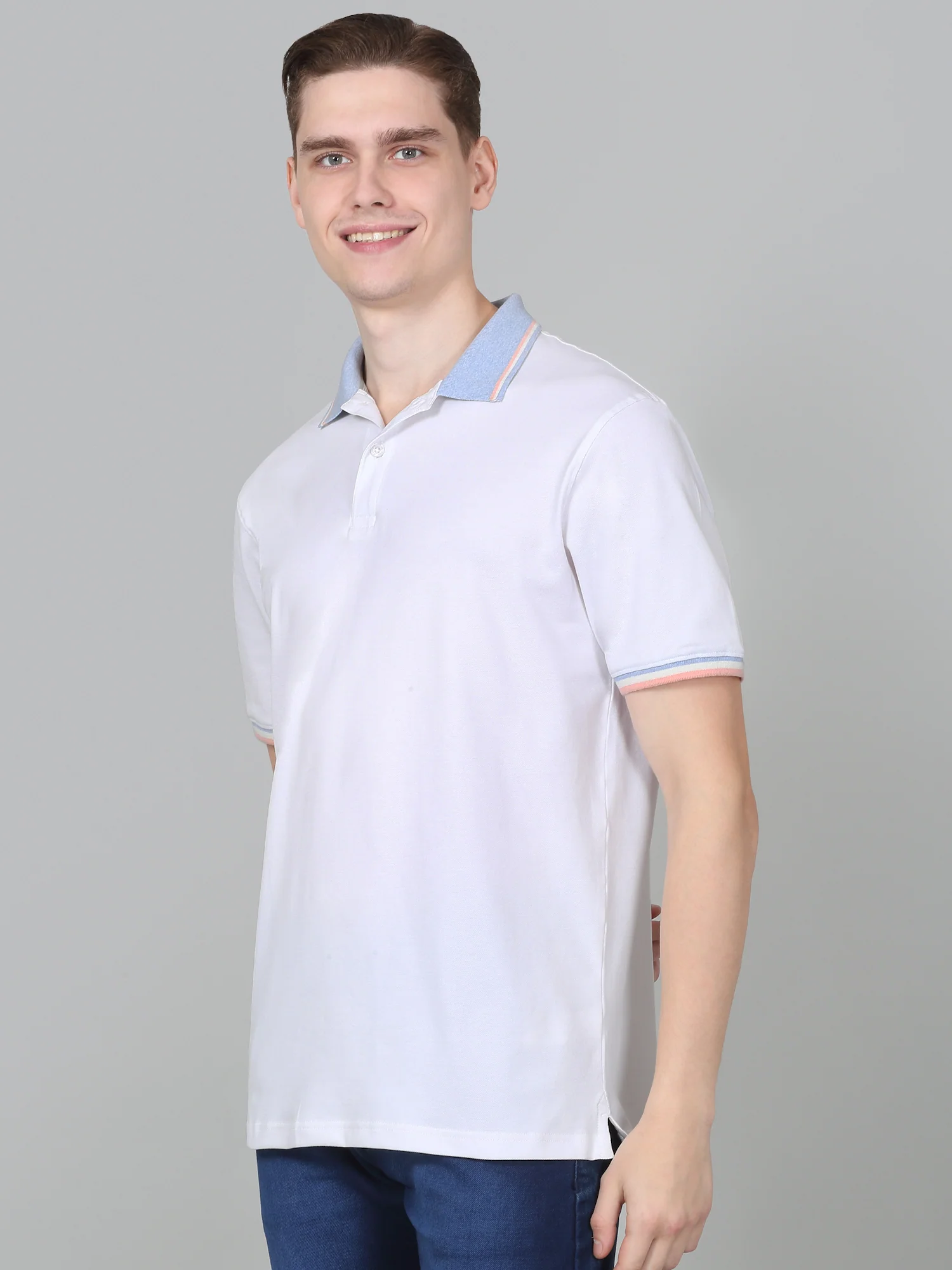 T-Shirt for Men | Breathable & Soft with Color Fastness Regular Fit Polo Neck Cotton Blend Fabric Solid Pattern - Image 3
