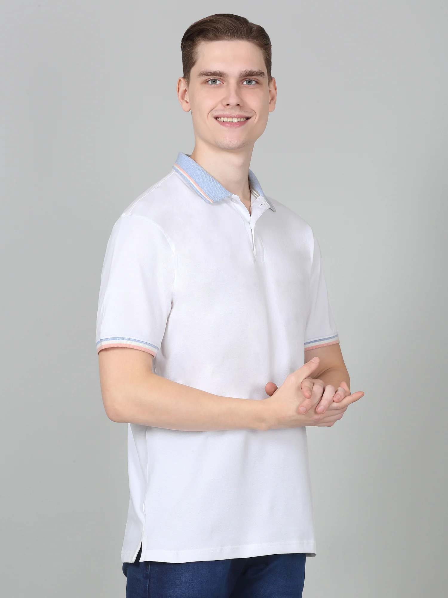 T-Shirt for Men | Breathable & Soft with Color Fastness Regular Fit Polo Neck Cotton Blend Fabric Solid Pattern - Image 4
