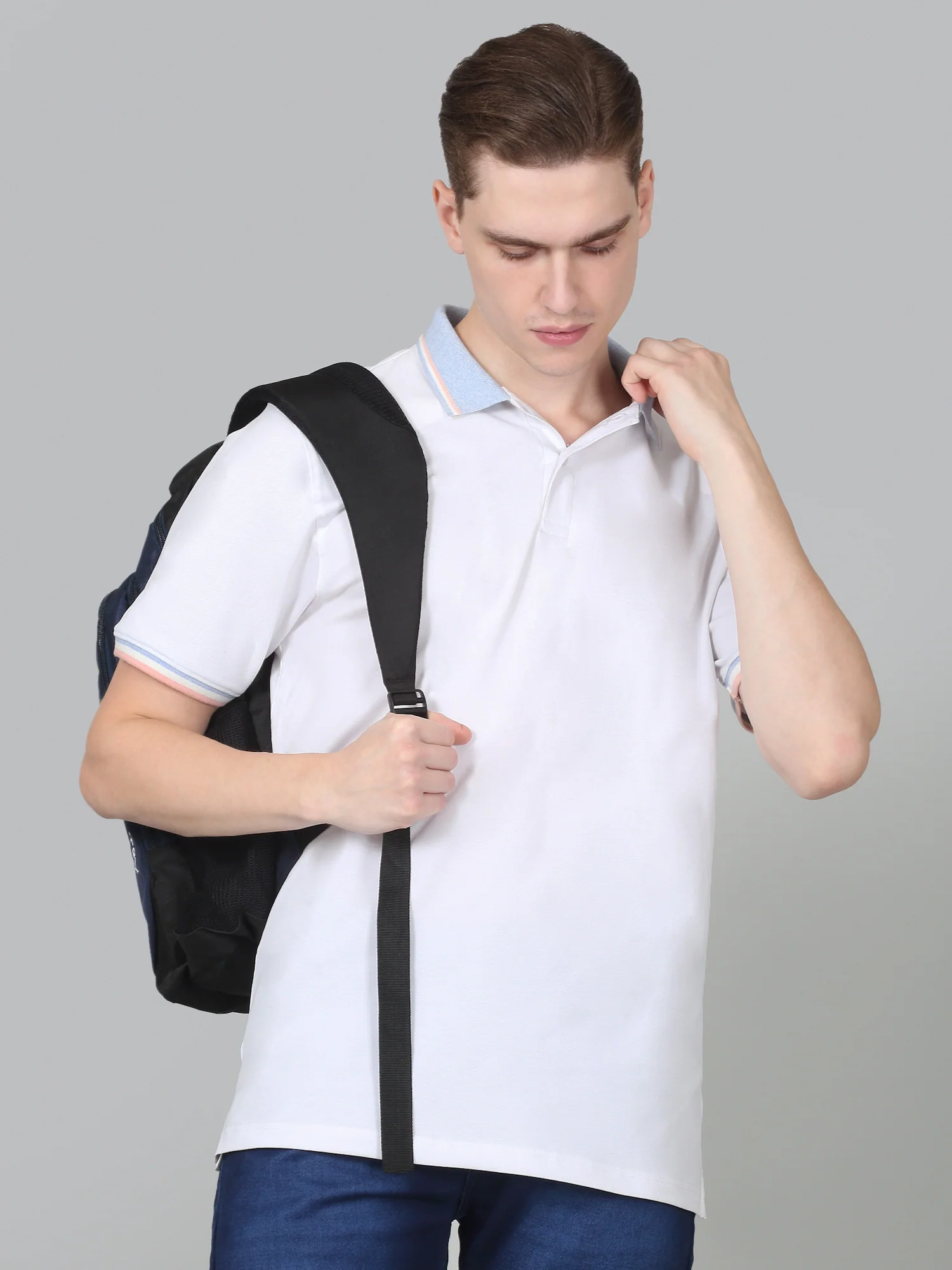 T-Shirt for Men | Breathable & Soft with Color Fastness Regular Fit Polo Neck Cotton Blend Fabric Solid Pattern - Image 8