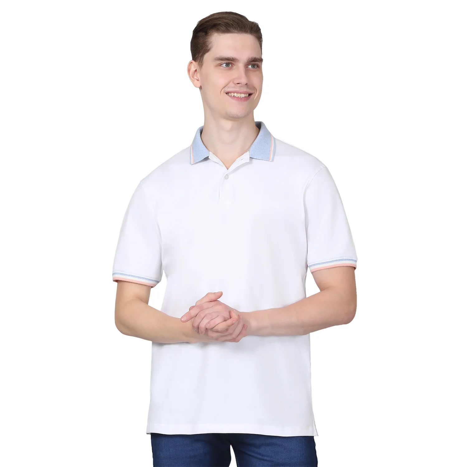 T-Shirt for Men | Breathable & Soft with Color Fastness Regular Fit Polo Neck Cotton Blend Fabric Solid Pattern - Image 9