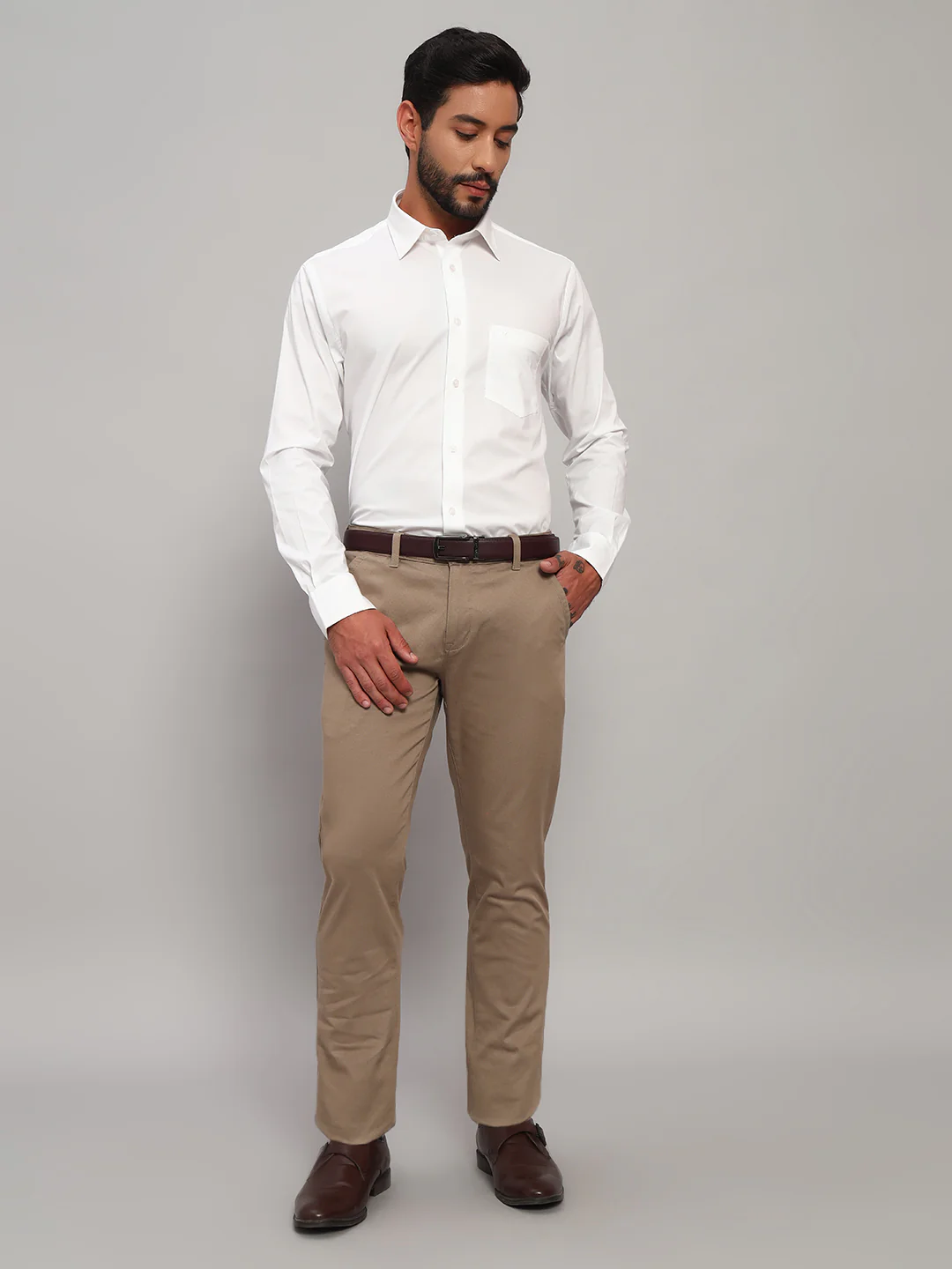 Formal Shirt for Men l Breathable & Soft with Color Fastness Regular Fit Spread Collar Neck Cotton Blend Fabric Solid Pattern - Image 8