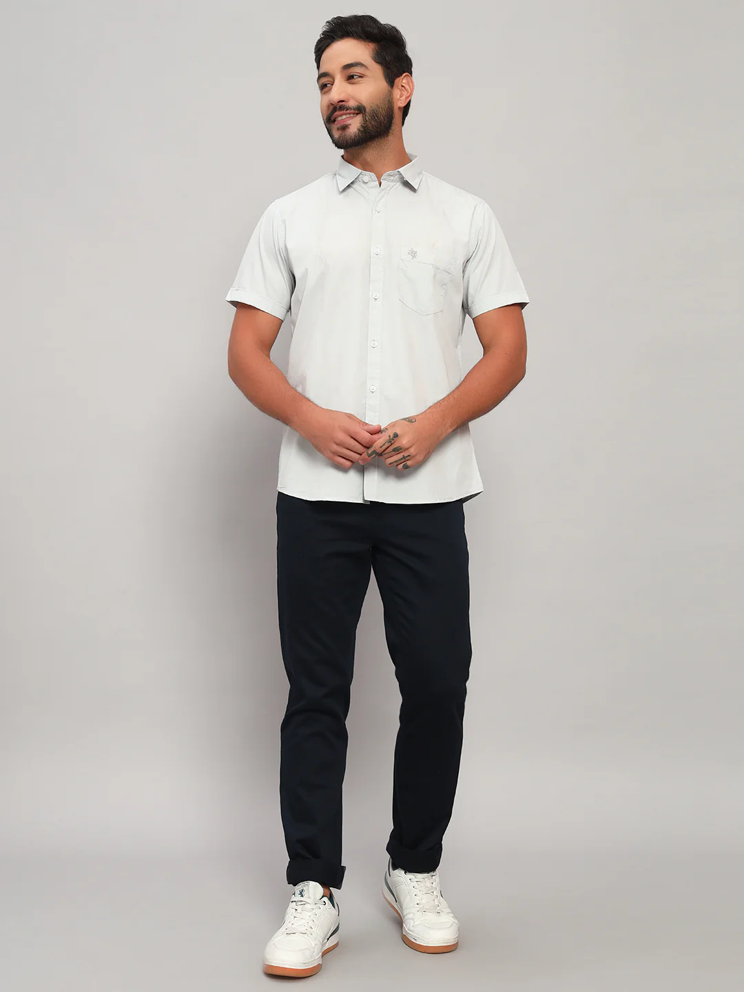 Casual Shirt for Men | Breathable & Soft with Color Fastness Regular Fit Spread Collar Neck Cotton Fabric Solid Pattern - Image 3