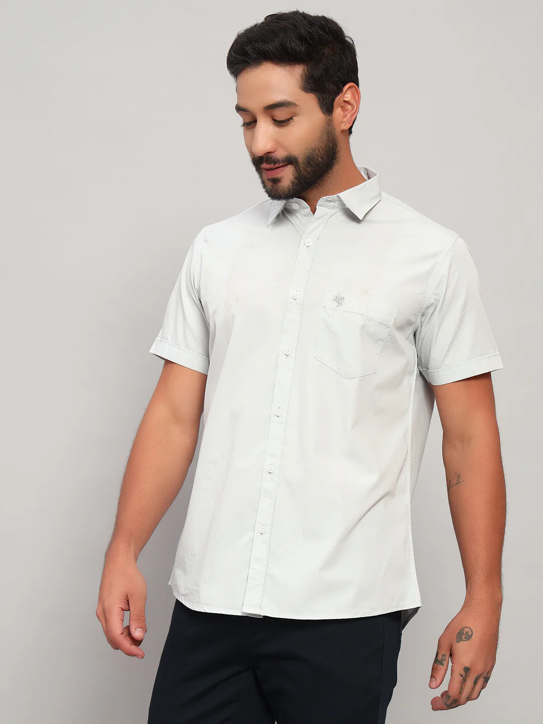 Casual Shirt for Men | Breathable & Soft with Color Fastness Regular Fit Spread Collar Neck Cotton Fabric Solid Pattern - Image 5
