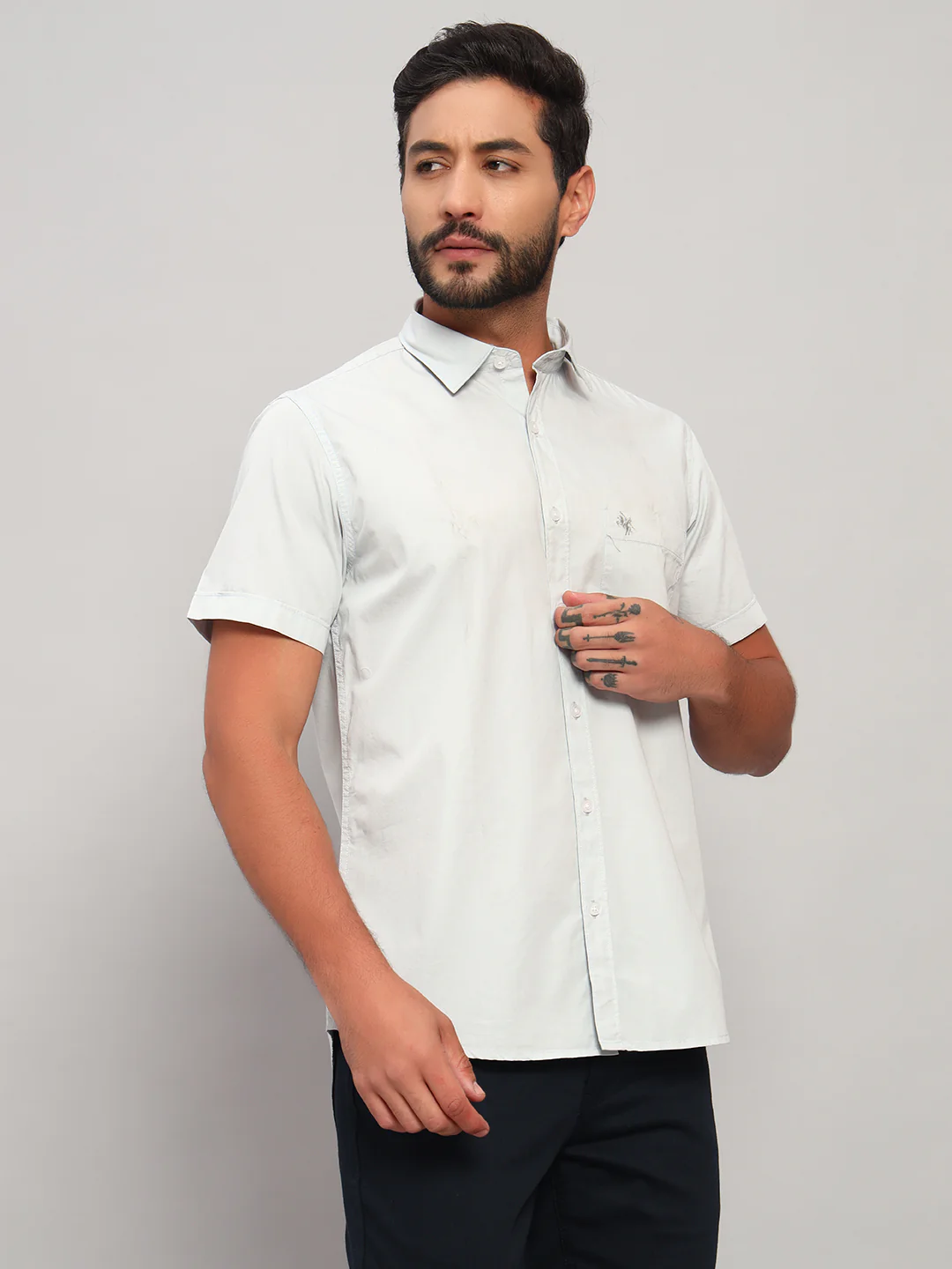 Casual Shirt for Men | Breathable & Soft with Color Fastness Regular Fit Spread Collar Neck Cotton Fabric Solid Pattern - Image 6