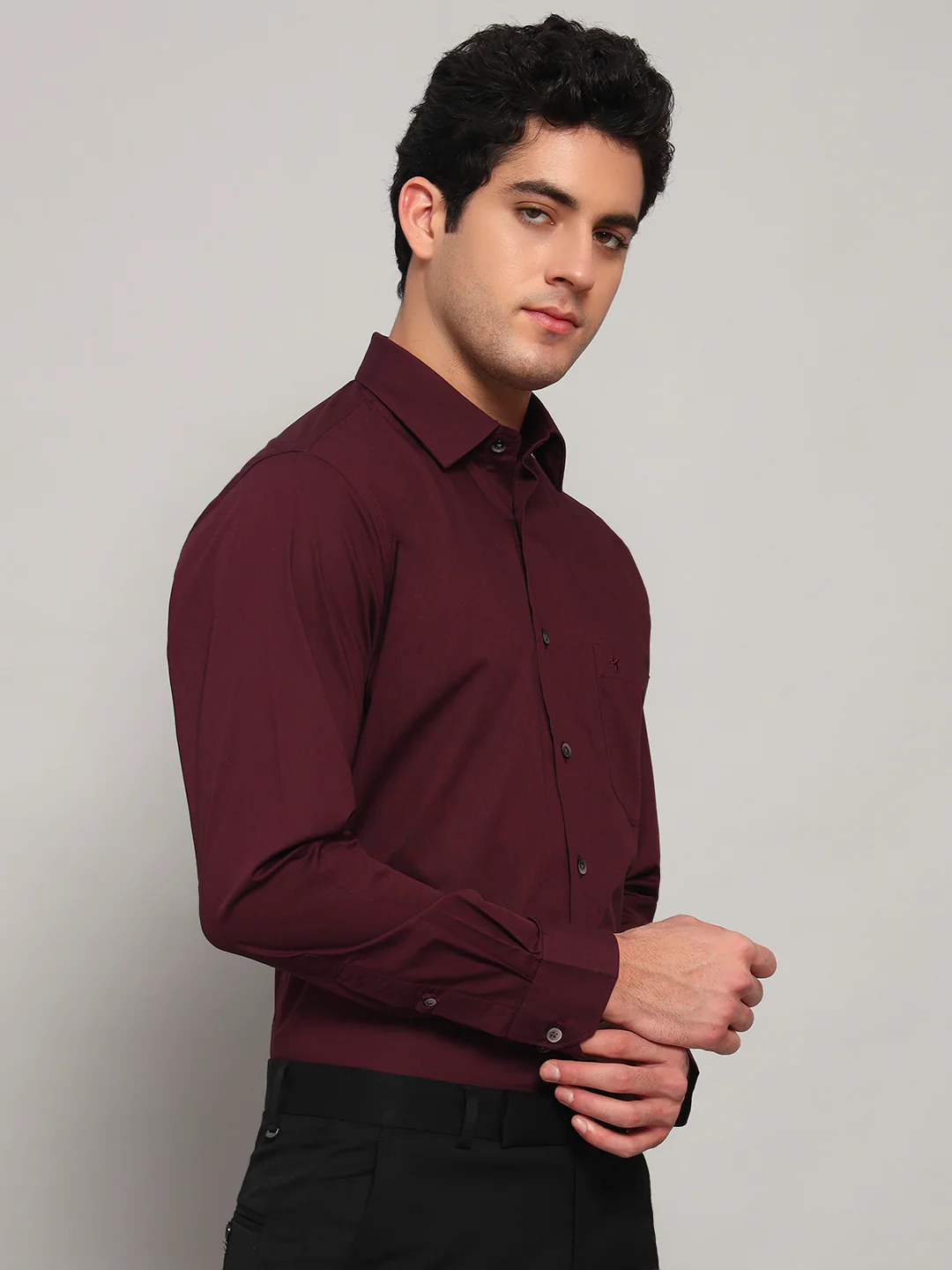 Formal Shirt for Men l Breathable & Soft with Color Fastness Regular Fit Spread Collar Neck Cotton Fabric Solid Pattern - Image 2