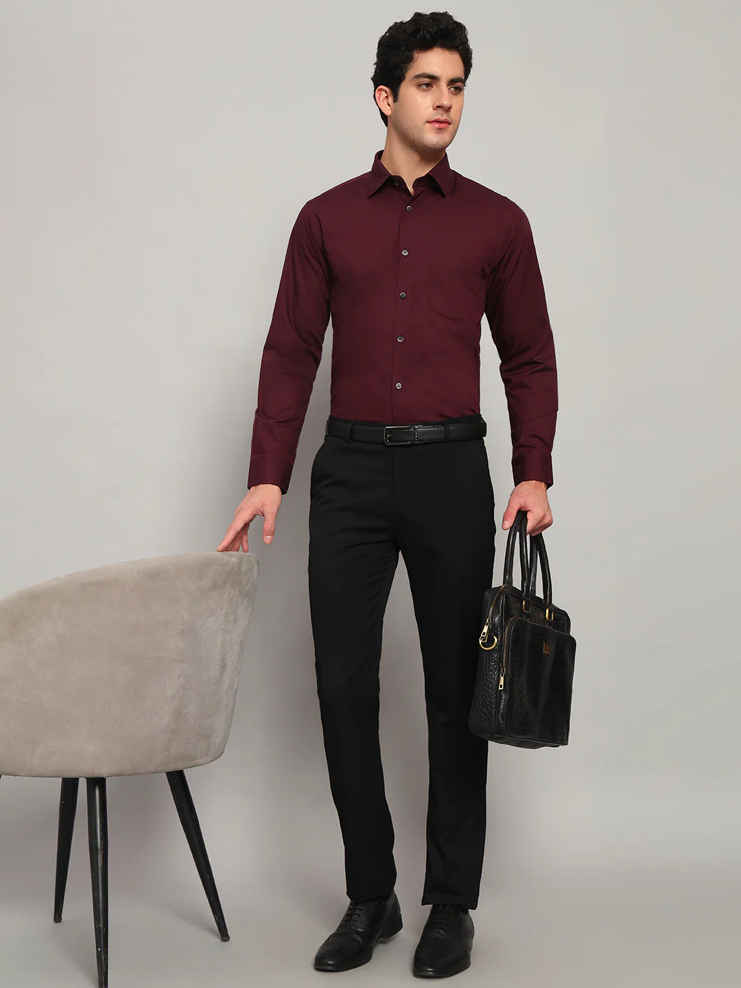 Formal Shirt for Men l Breathable & Soft with Color Fastness Regular Fit Spread Collar Neck Cotton Fabric Solid Pattern - Image 6