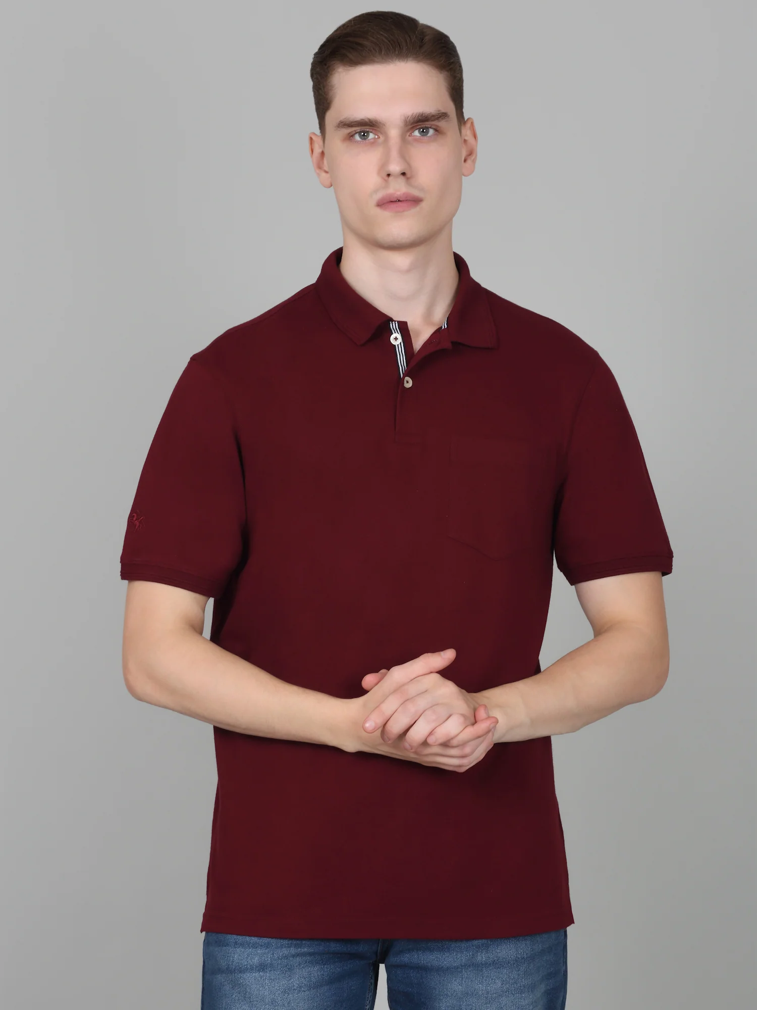 T-Shirt for Men | Breathable & Soft with Color Fastness Regular Fit Polo Neck Poly Cotton Fabric Solid Pattern - Image 2