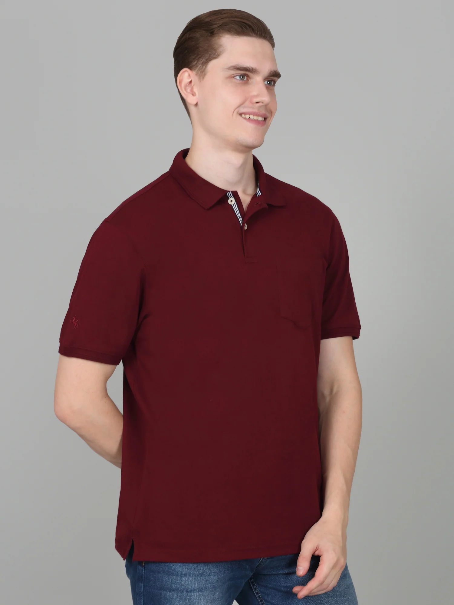 T-Shirt for Men | Breathable & Soft with Color Fastness Regular Fit Polo Neck Poly Cotton Fabric Solid Pattern - Image 4