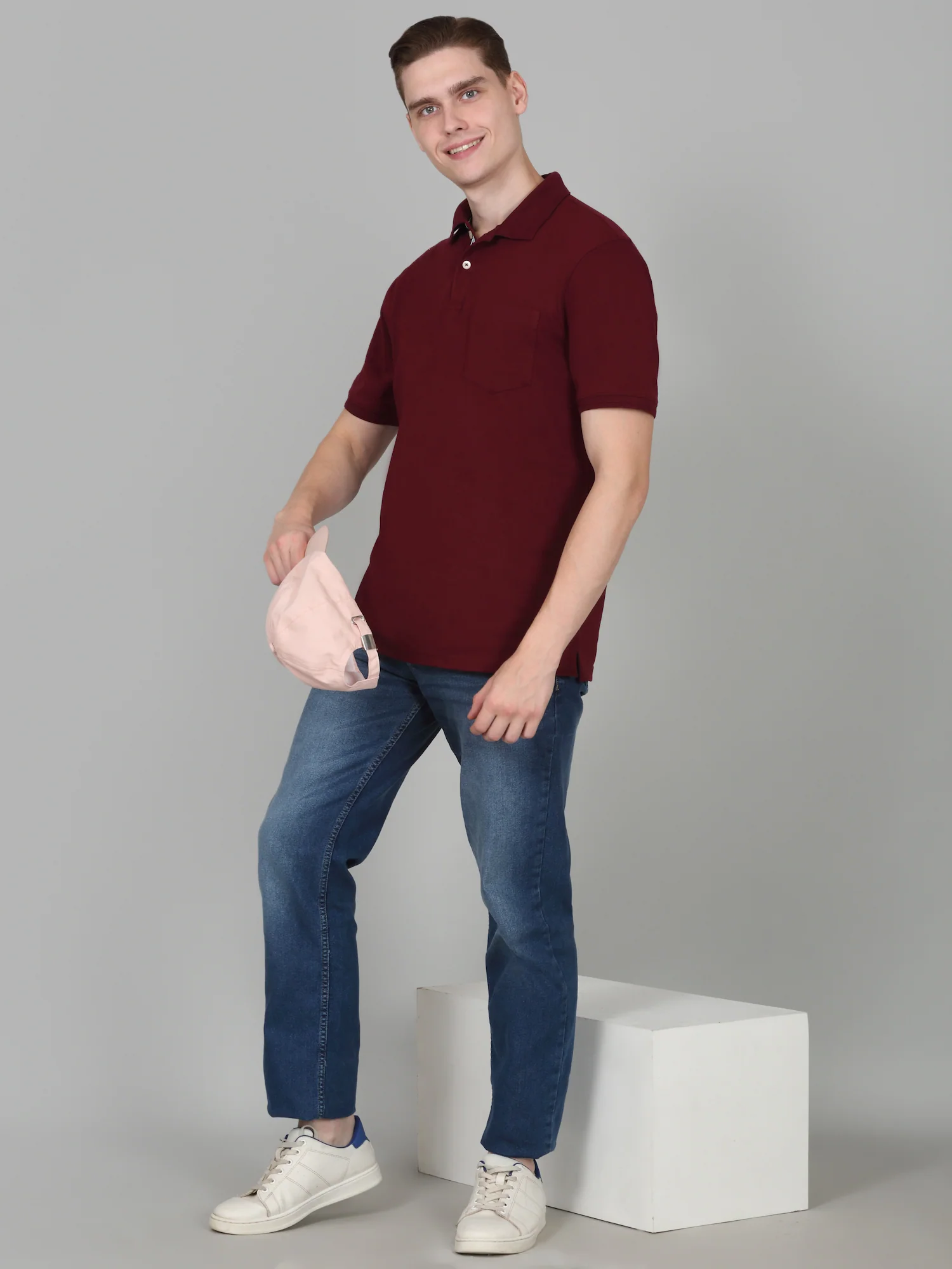T-Shirt for Men | Breathable & Soft with Color Fastness Regular Fit Polo Neck Poly Cotton Fabric Solid Pattern - Image 7