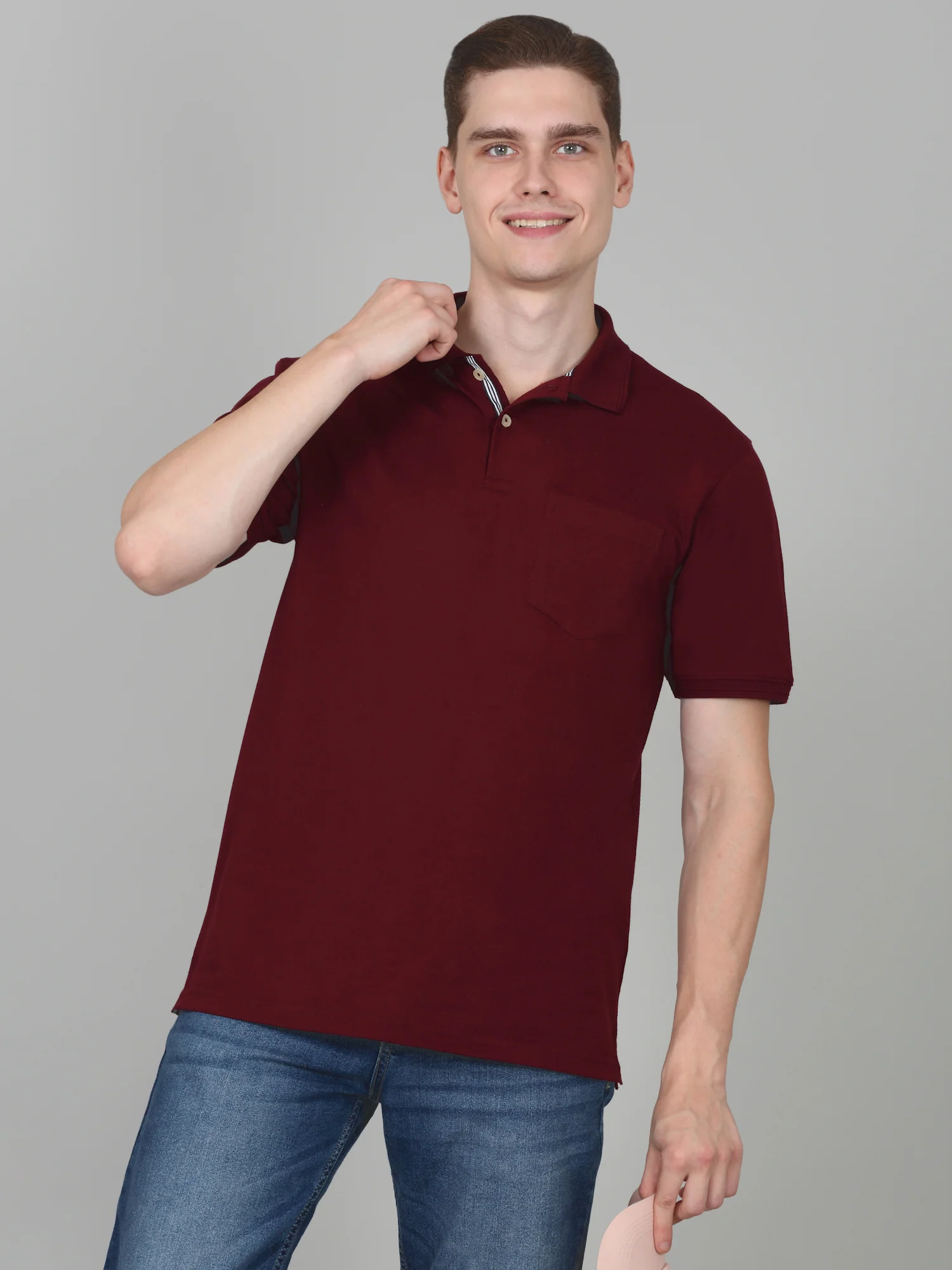 T-Shirt for Men | Breathable & Soft with Color Fastness Regular Fit Polo Neck Poly Cotton Fabric Solid Pattern - Image 8