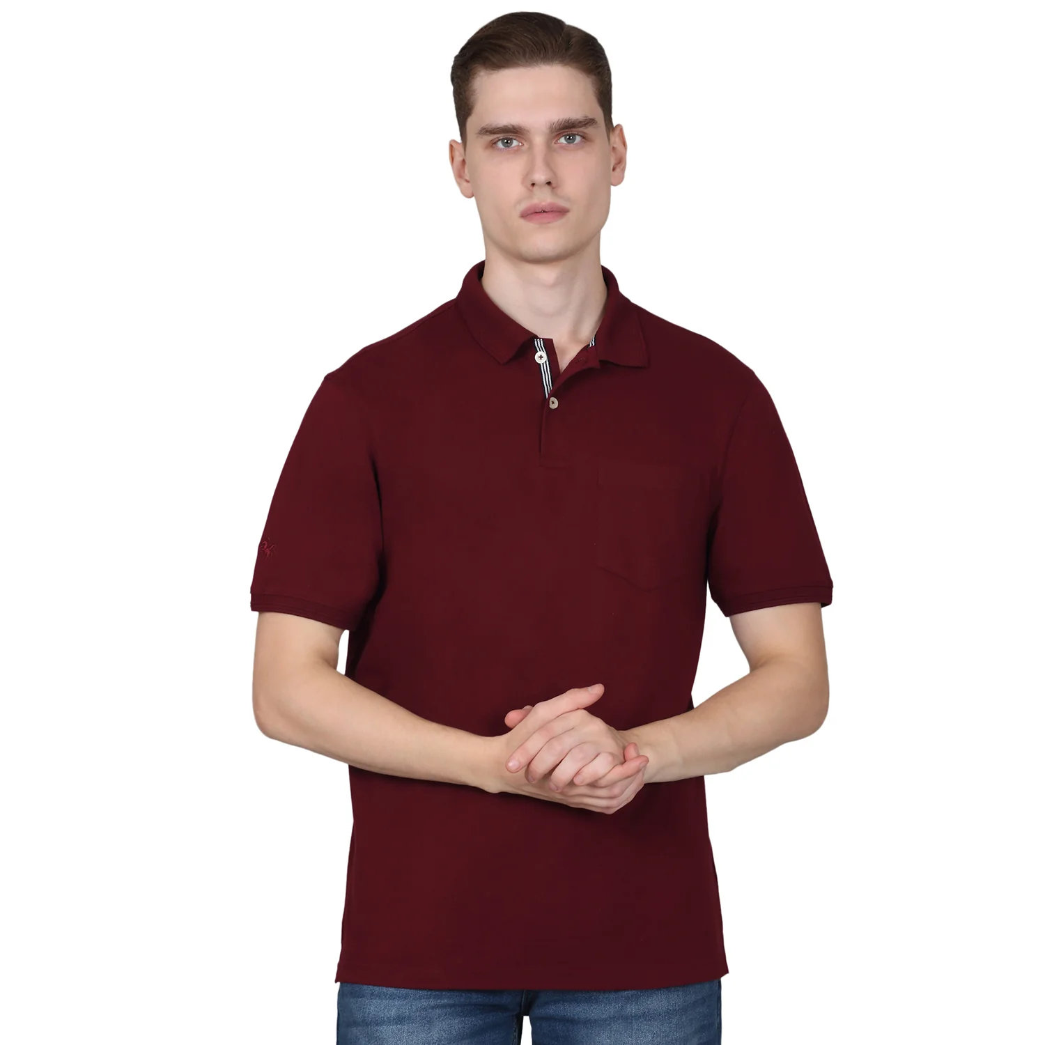 T-Shirt for Men | Breathable & Soft with Color Fastness Regular Fit Polo Neck Poly Cotton Fabric Solid Pattern - Image 9