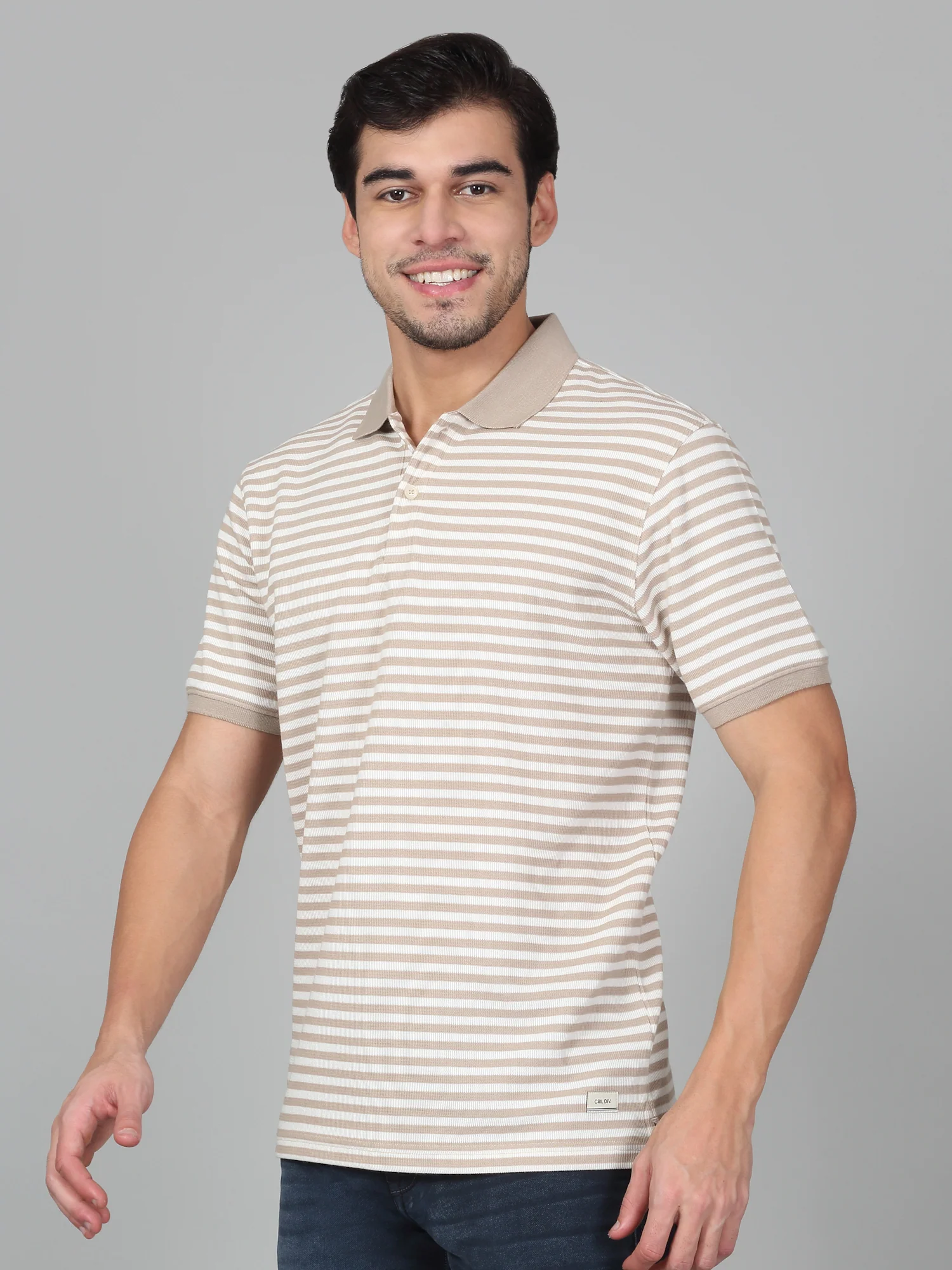 T-Shirt for Men | Breathable & Soft with Color Fastness Regular Fit Polo Neck Poly Cotton Fabric Striped Pattern - Image 4