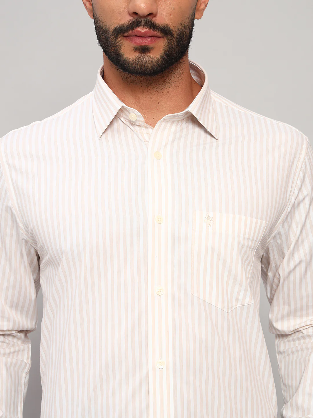 Formal Shirt for Men l Breathable & Soft with Color Fastness Regular Fit Spread Collar Neck Cotton Fabric Striped Pattern - Image 6
