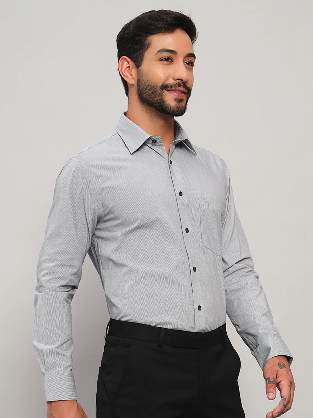 Formal Shirt for Men l Breathable & Soft with Color Fastness Regular Fit Spread Collar Neck Cotton Fabric Striped Pattern - Image 5