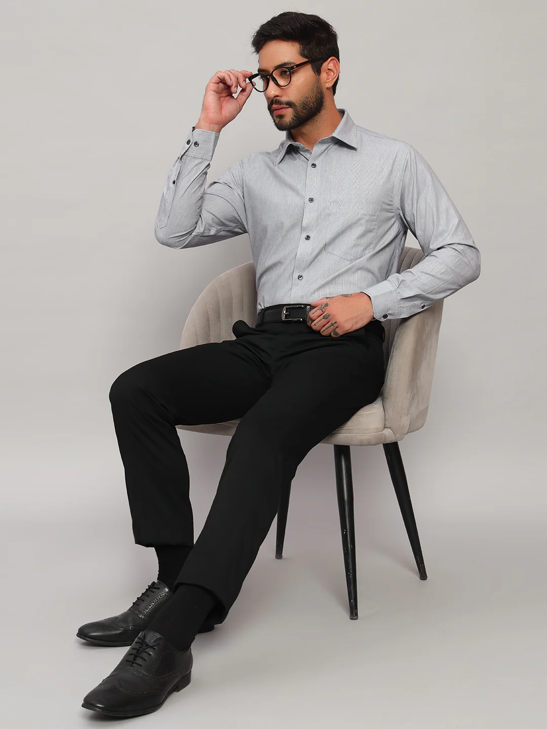 Formal Shirt for Men l Breathable & Soft with Color Fastness Regular Fit Spread Collar Neck Cotton Fabric Striped Pattern - Image 7