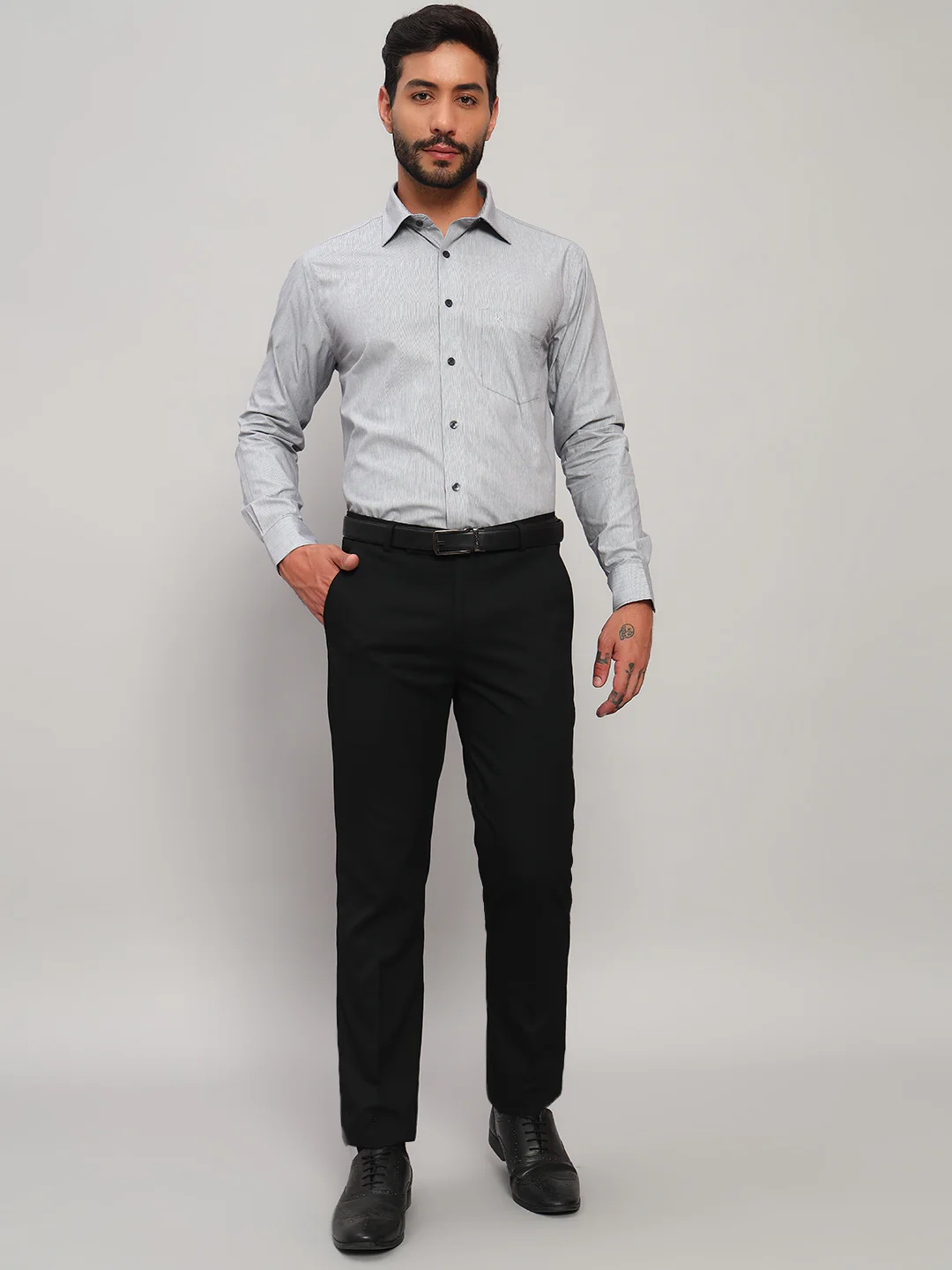 Formal Shirt for Men l Breathable & Soft with Color Fastness Regular Fit Spread Collar Neck Cotton Fabric Striped Pattern - Image 8