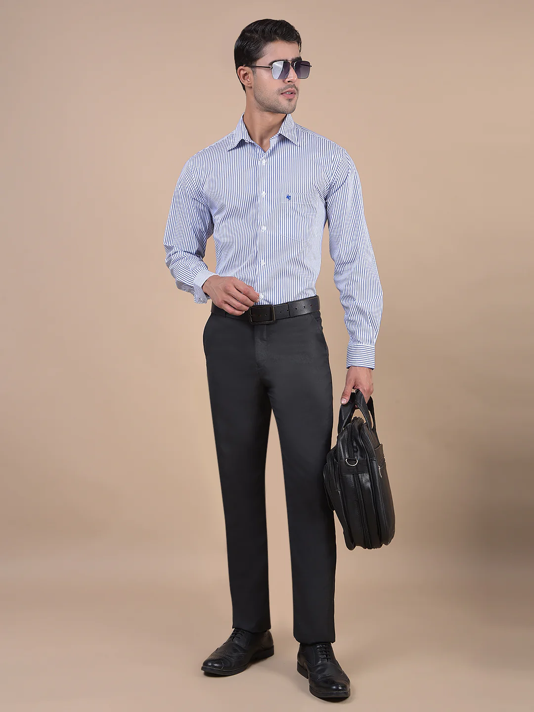 Formal Shirt for Men l Breathable & Soft with Color Fastness Regular Fit Spread Collar Neck Cotton Blend Fabric Striped Pattern - Image 7