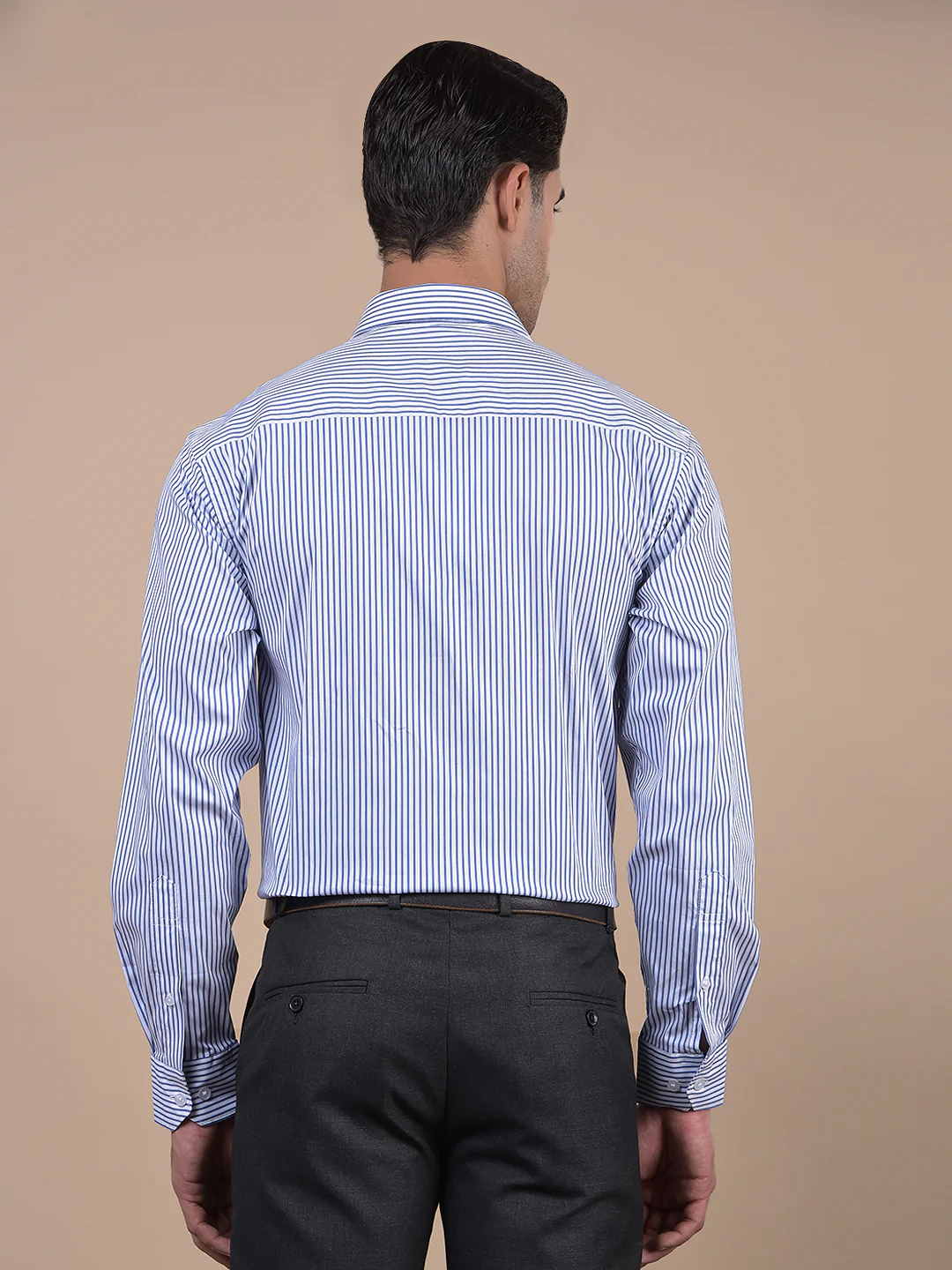 Formal Shirt for Men l Breathable & Soft with Color Fastness Regular Fit Spread Collar Neck Cotton Blend Fabric Striped Pattern - Image 8