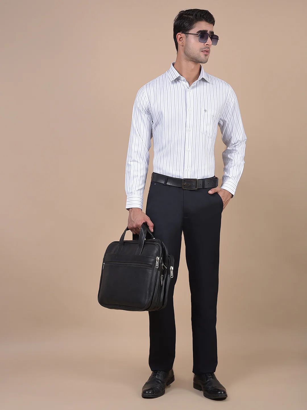 Formal Shirt for Men l Breathable & Soft with Color Fastness Regular Fit Spread Collar Neck Cotton Blend Fabric Striped Pattern - Image 6