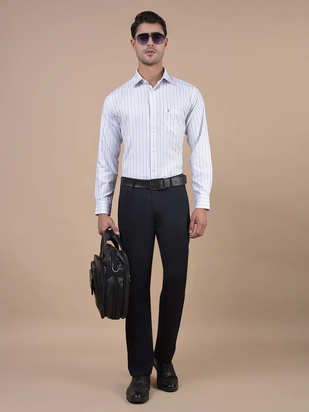 Formal Shirt for Men l Breathable & Soft with Color Fastness Regular Fit Spread Collar Neck Cotton Blend Fabric Striped Pattern - Image 7