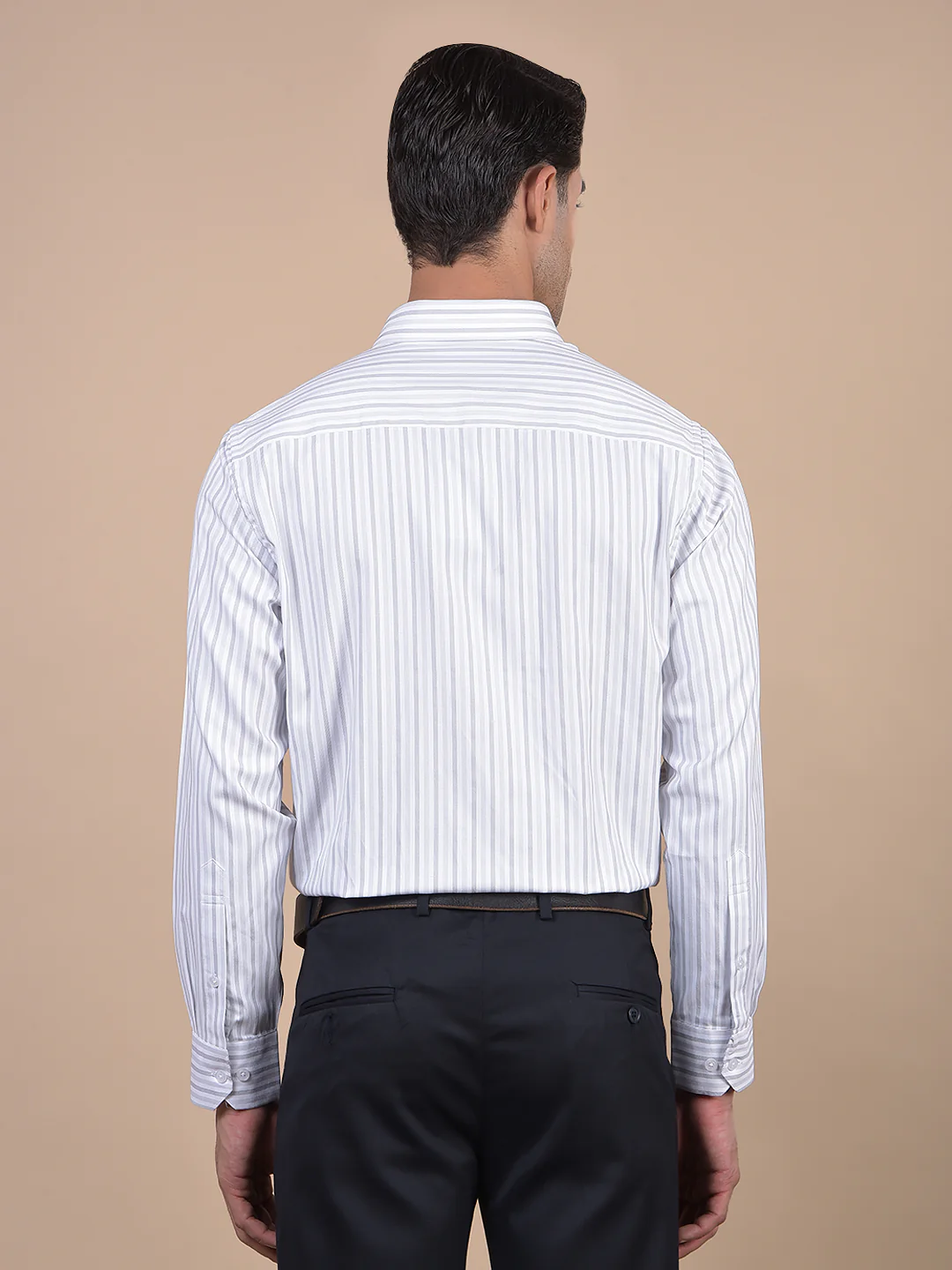 Formal Shirt for Men l Breathable & Soft with Color Fastness Regular Fit Spread Collar Neck Cotton Blend Fabric Striped Pattern - Image 8