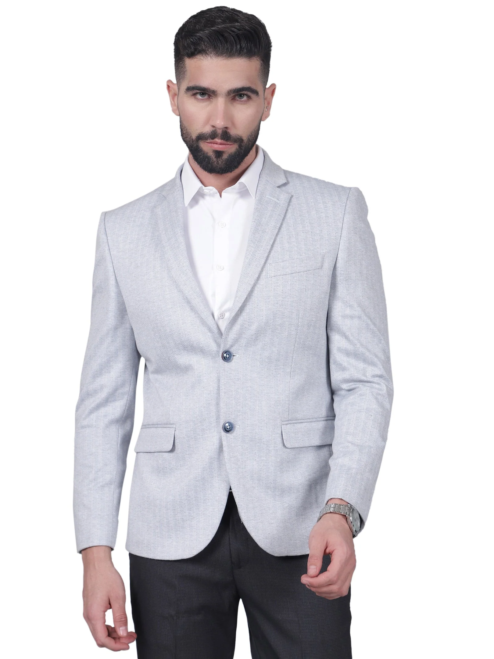 Blue Striped Casual Blazer for Men | Cantabil - Image 6
