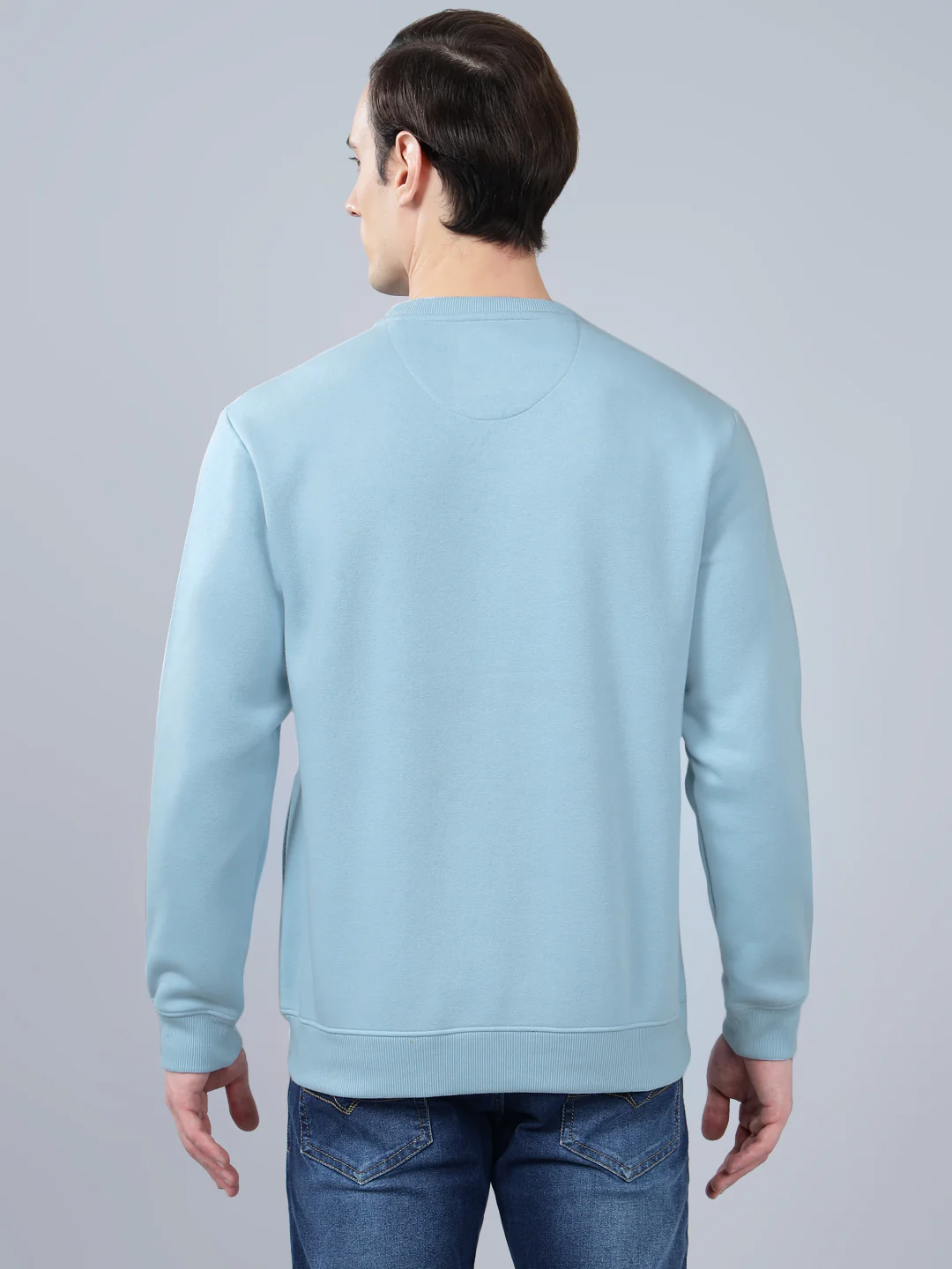 Men's Striped Blue Round Neck Sweatshirt - Image 3