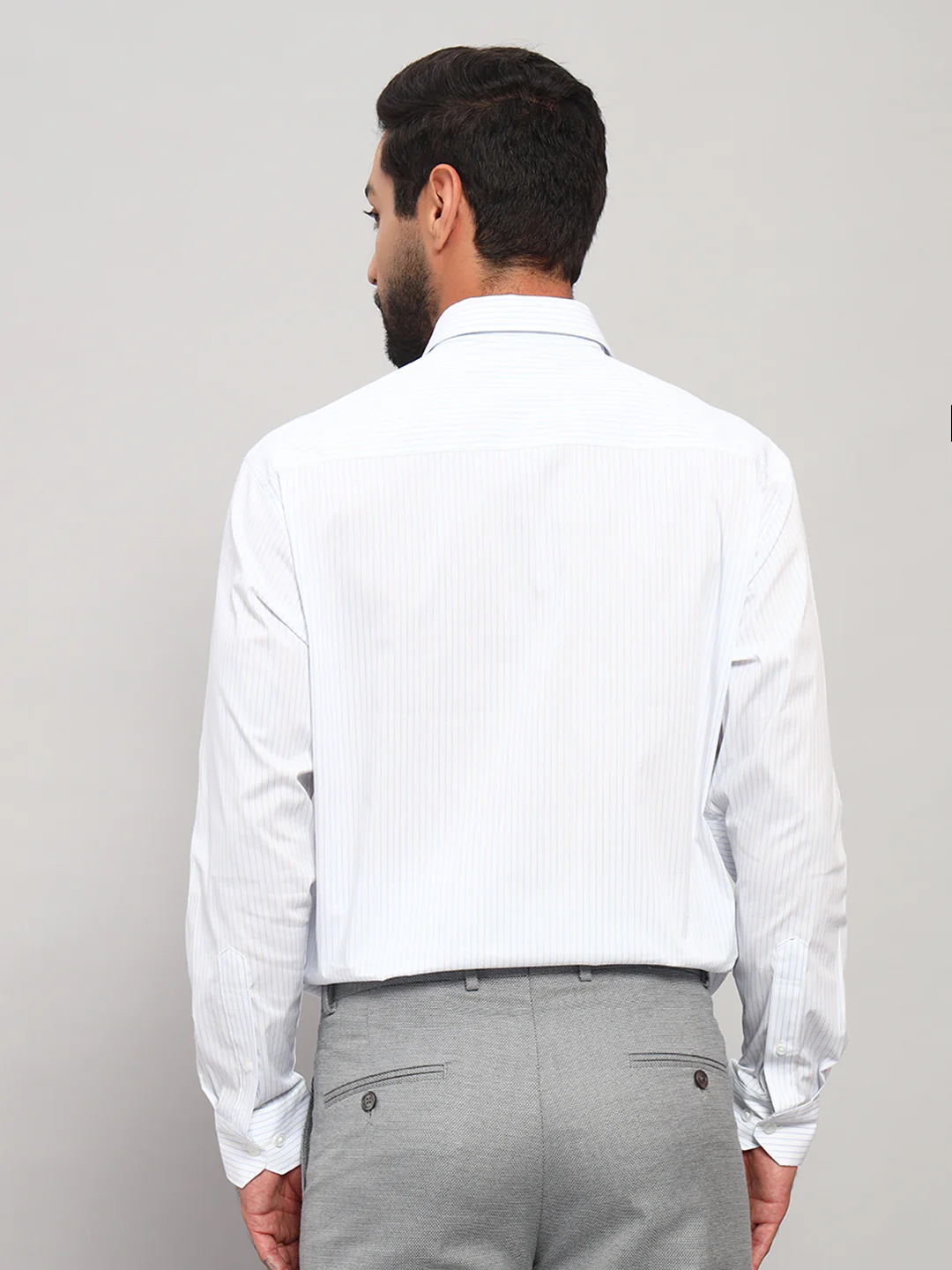 Formal Shirt for Men l Breathable & Soft with Color Fastness Regular Fit Spread Collar Neck Cotton Blend Fabric Striped Pattern - Image 2