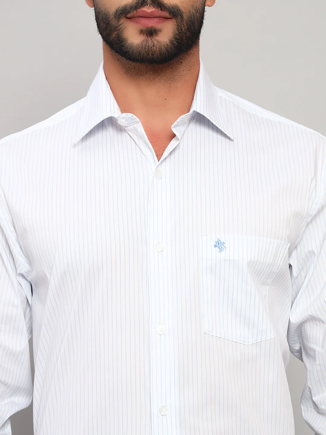 Formal Shirt for Men l Breathable & Soft with Color Fastness Regular Fit Spread Collar Neck Cotton Blend Fabric Striped Pattern - Image 6