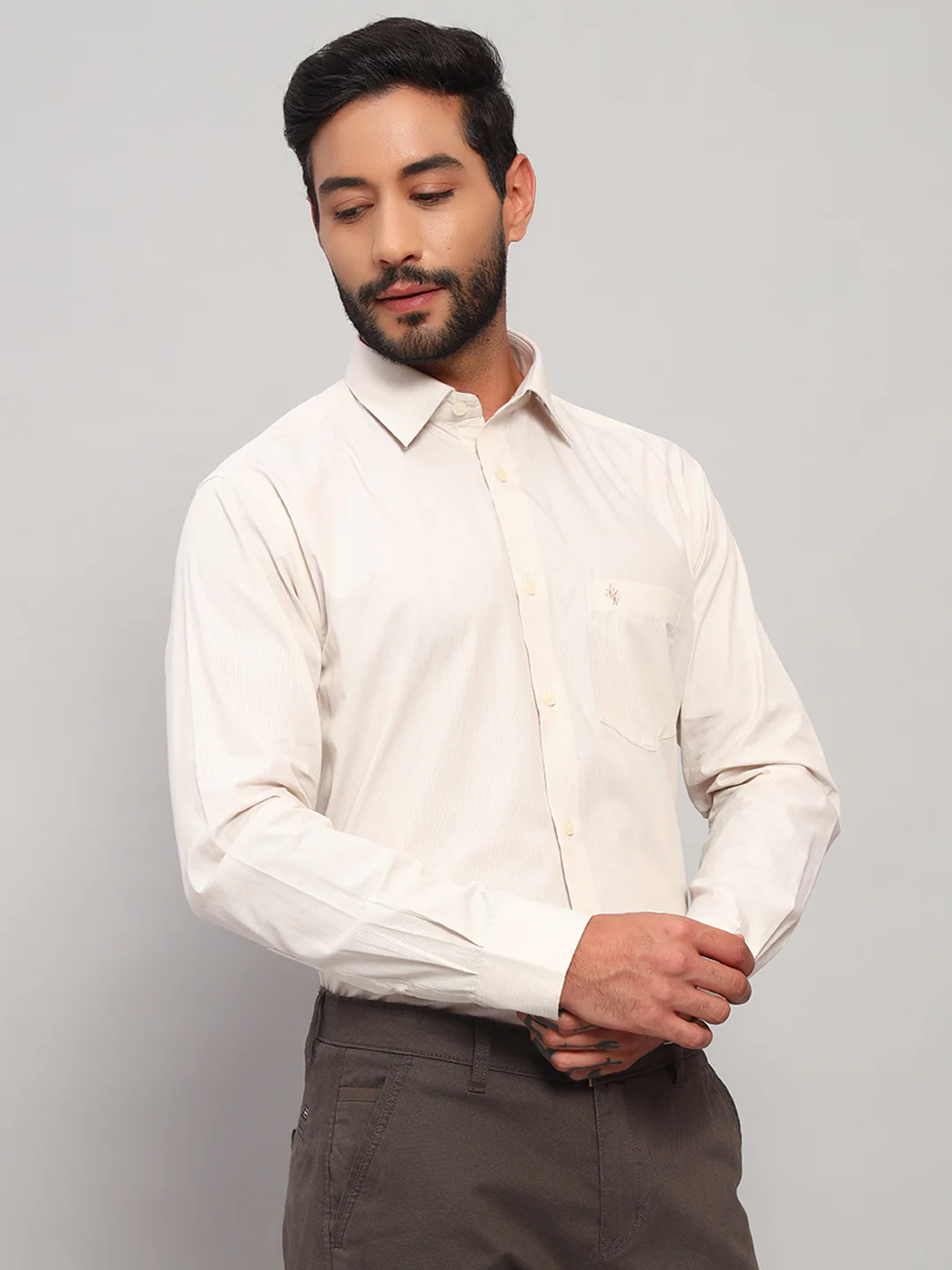 Formal Shirt for Men l Breathable & Soft with Color Fastness Regular Fit Spread Collar Neck Cotton Fabric Striped Pattern - Image 5