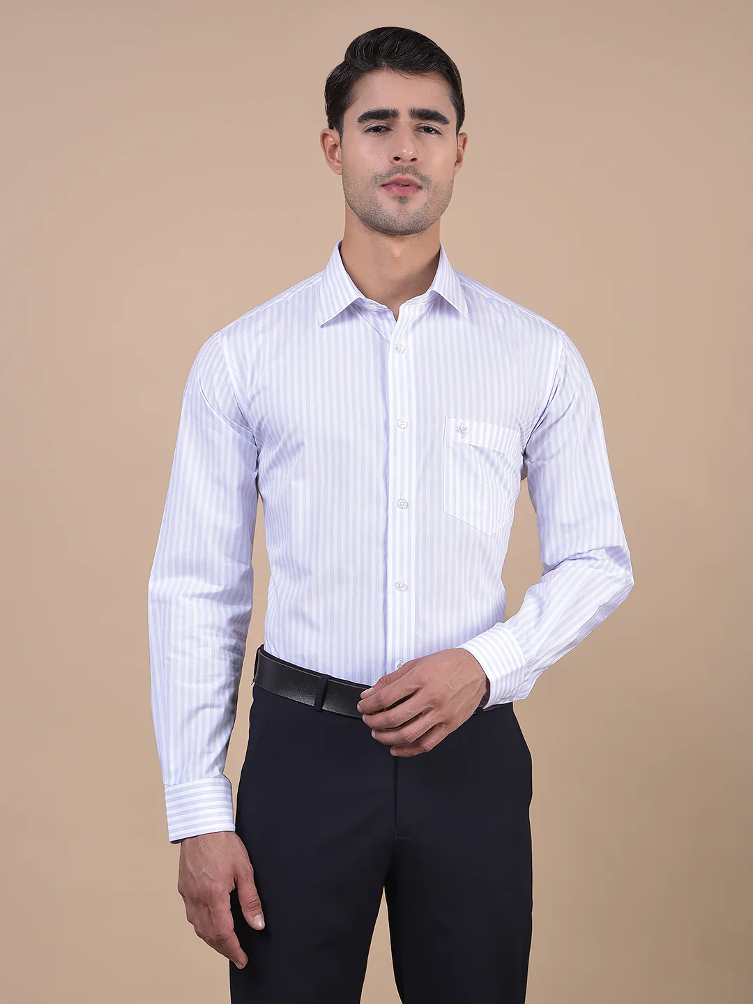 Formal Shirt for Men l Breathable & Soft with Color Fastness Regular Fit Spread Collar Neck Cotton Fabric Striped Pattern - Image 2