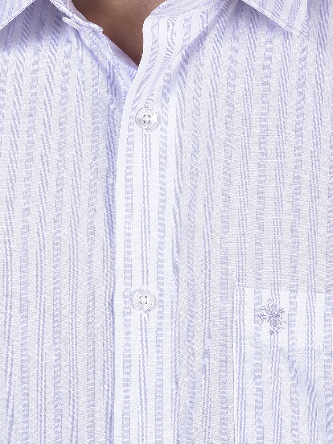 Formal Shirt for Men l Breathable & Soft with Color Fastness Regular Fit Spread Collar Neck Cotton Fabric Striped Pattern - Image 3