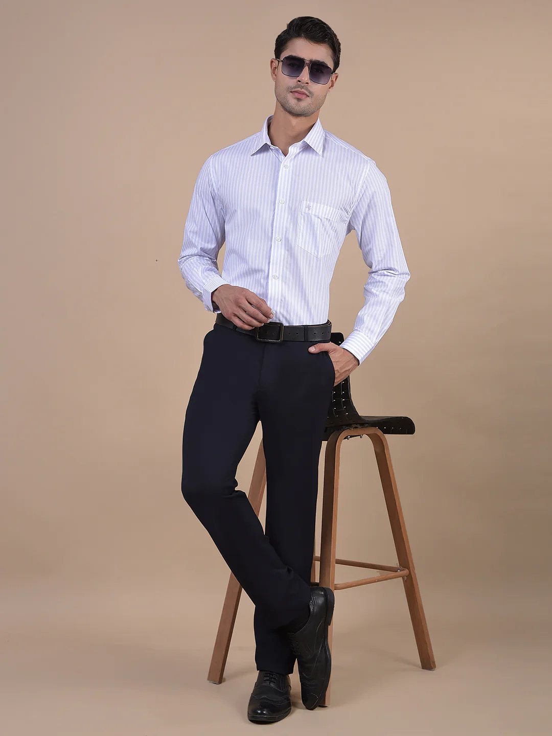 Formal Shirt for Men l Breathable & Soft with Color Fastness Regular Fit Spread Collar Neck Cotton Fabric Striped Pattern - Image 6