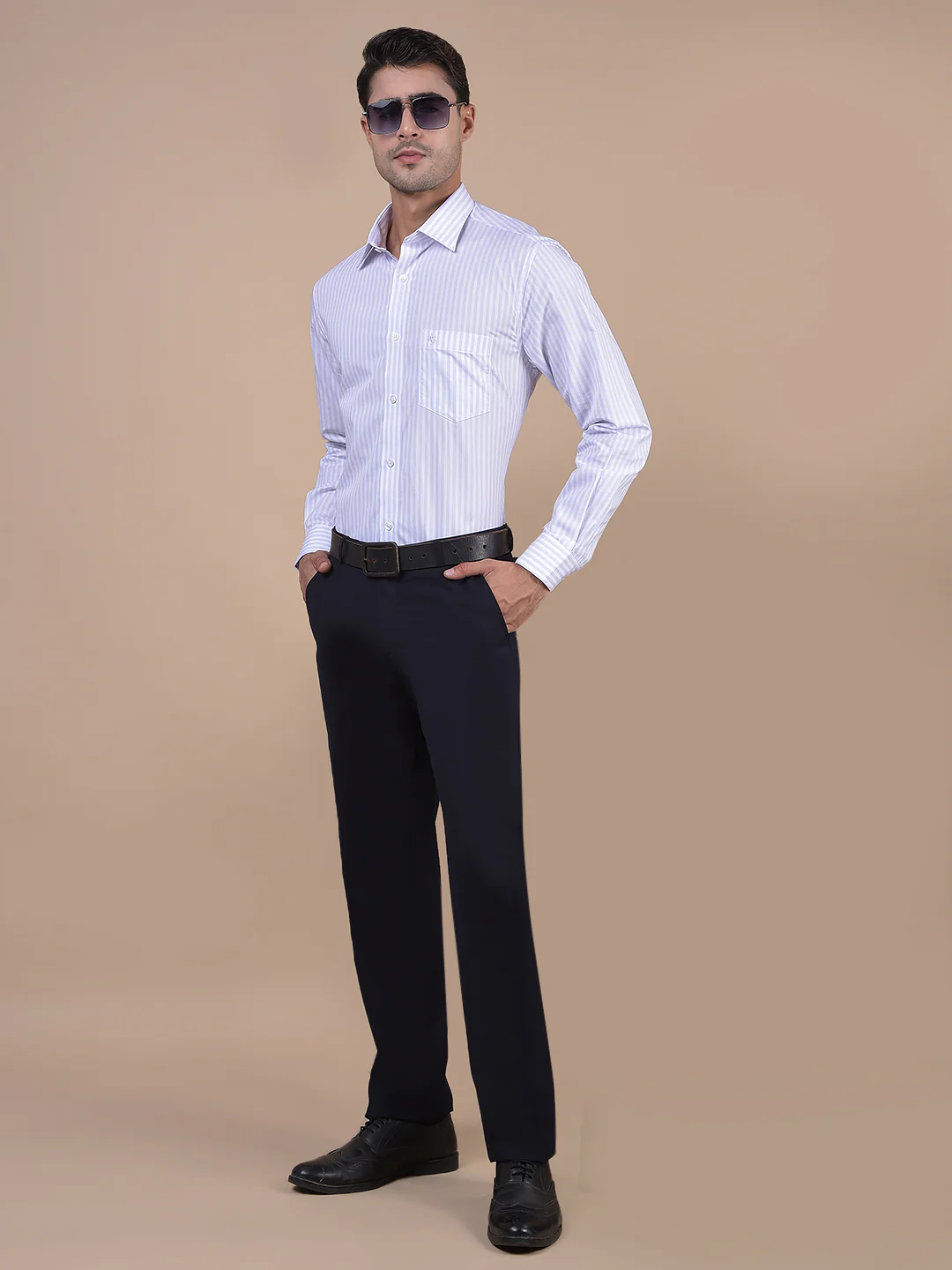 Formal Shirt for Men l Breathable & Soft with Color Fastness Regular Fit Spread Collar Neck Cotton Fabric Striped Pattern - Image 7