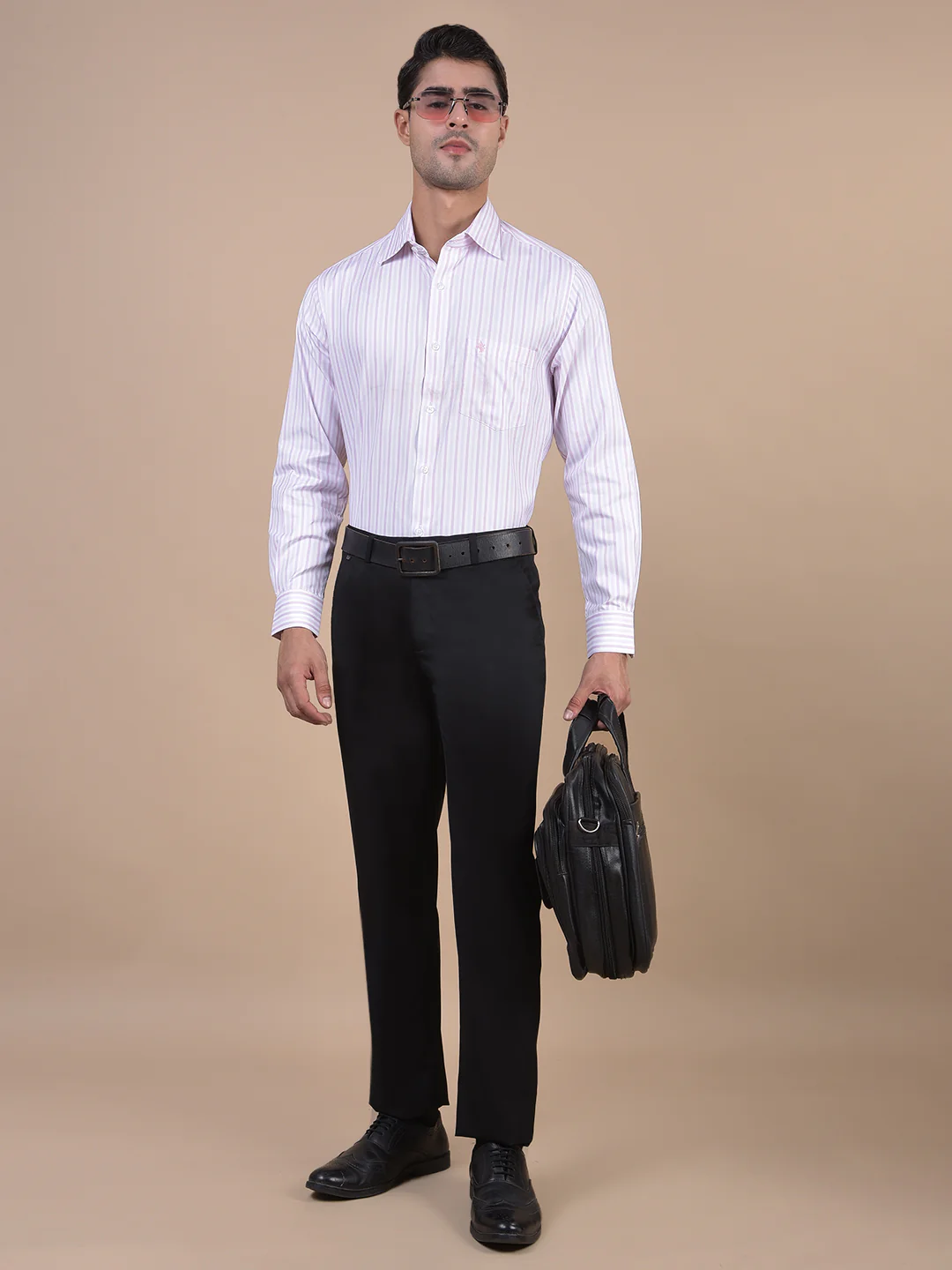 Formal Shirt for Men l Breathable & Soft with Color Fastness Regular Fit Spread Collar Neck Cotton Blend Fabric Striped Pattern - Image 6