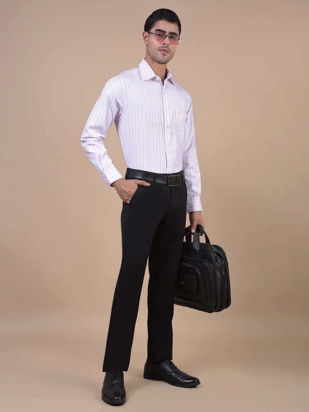 Formal Shirt for Men l Breathable & Soft with Color Fastness Regular Fit Spread Collar Neck Cotton Blend Fabric Striped Pattern - Image 7