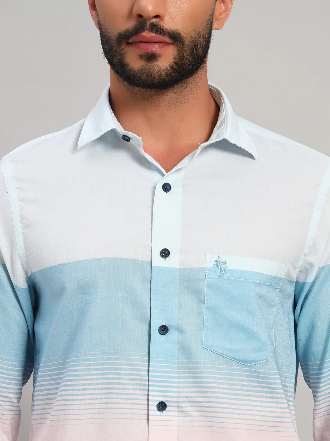 Casual Shirt for Men | Breathable & Soft with Color Fastness Regular Fit Spread Collar Neck Cotton Fabric Striped Pattern - Image 5