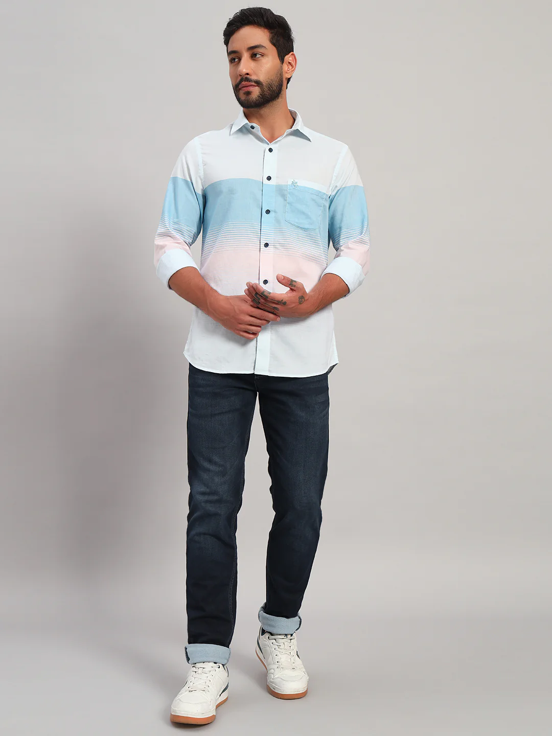 Casual Shirt for Men | Breathable & Soft with Color Fastness Regular Fit Spread Collar Neck Cotton Fabric Striped Pattern - Image 6
