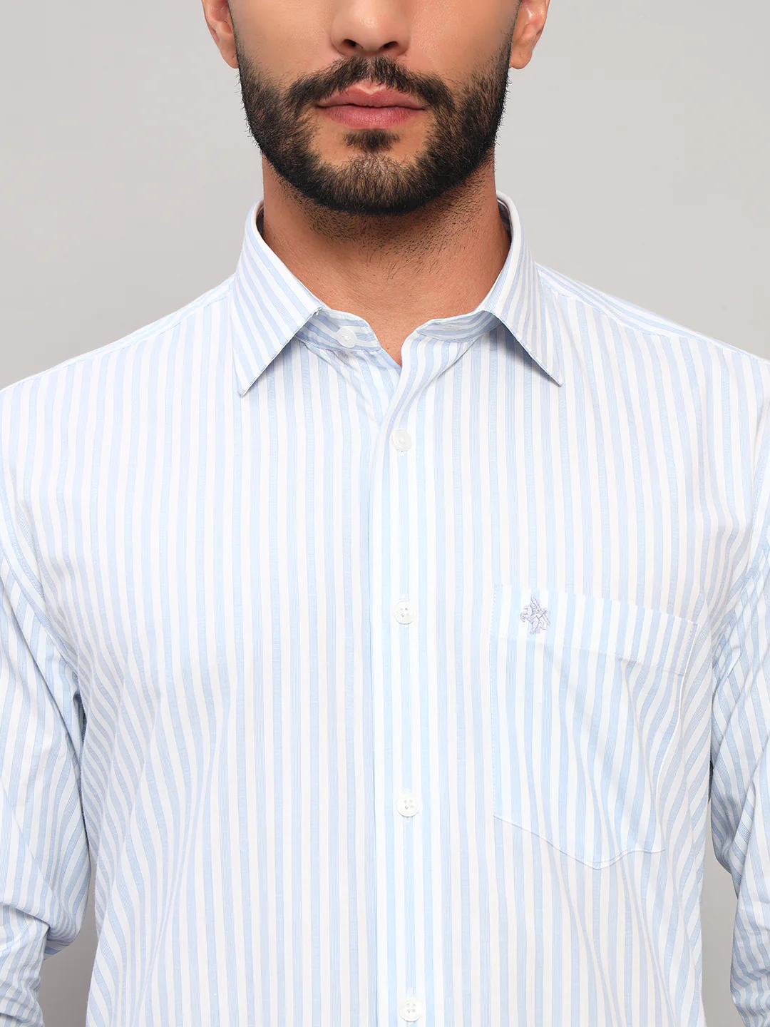 Formal Shirt for Men l Breathable & Soft with Color Fastness Regular Fit Spread Collar Neck Cotton Fabric Striped Pattern - Image 6