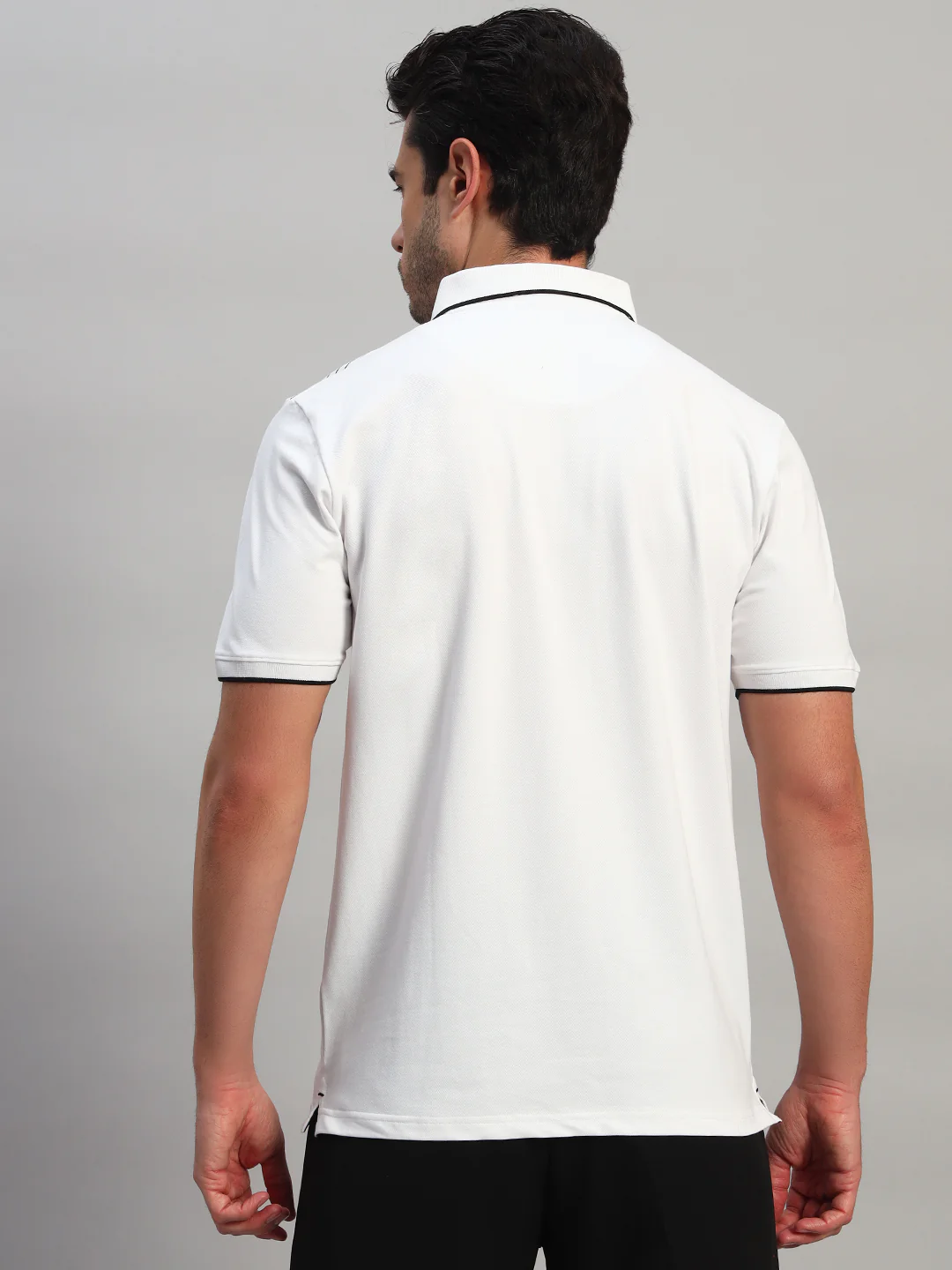 T-Shirt for Men | Breathable & Soft with Color Fastness Regular Fit Polo Neck Cotton Blend Fabric Striped Pattern - Image 8