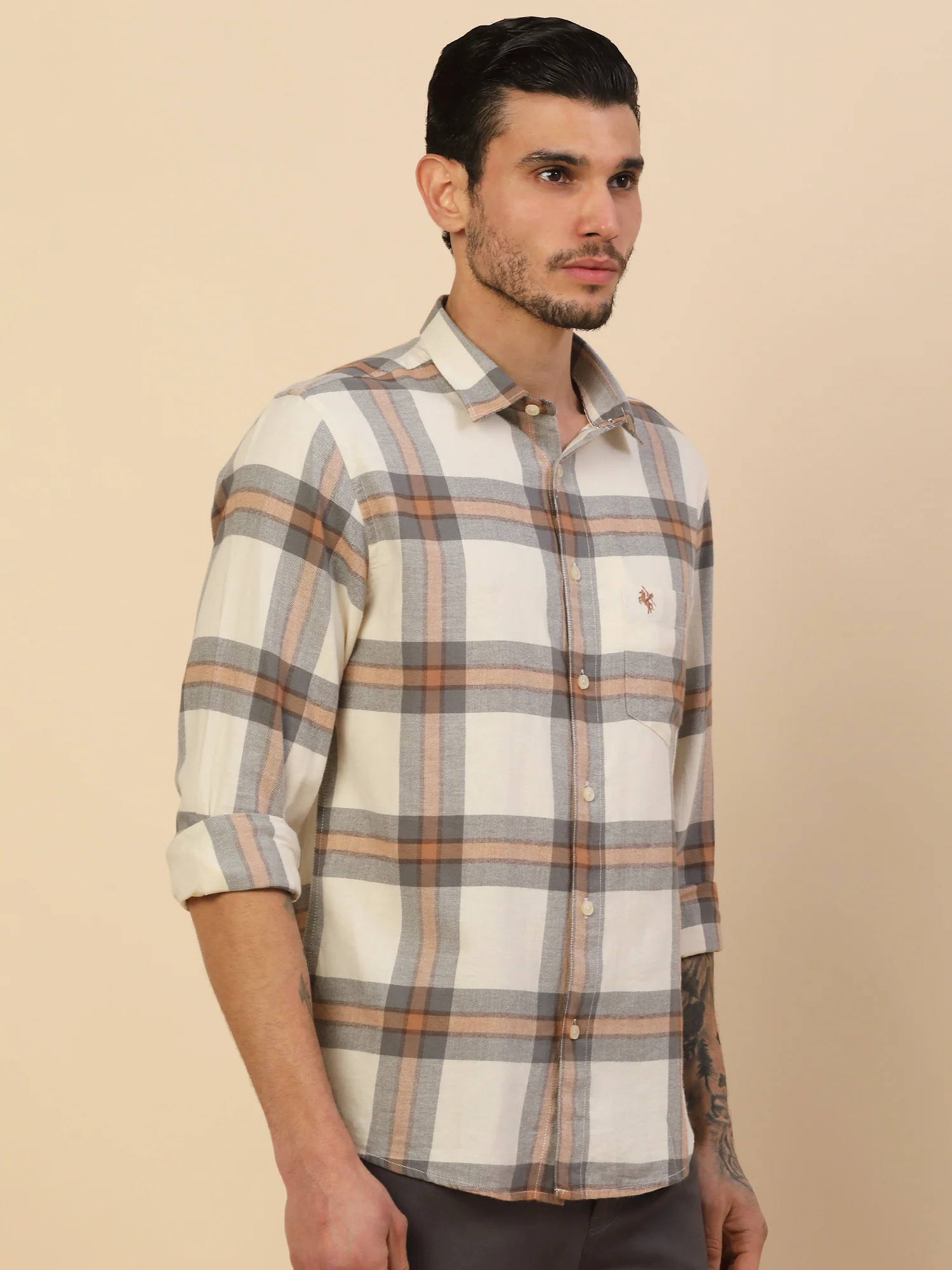 Men's Stylish Checkered Casual Shirt | Regular Fit | Full Sleeve | Pure Cotton | Smart Casual Wear - Image 2