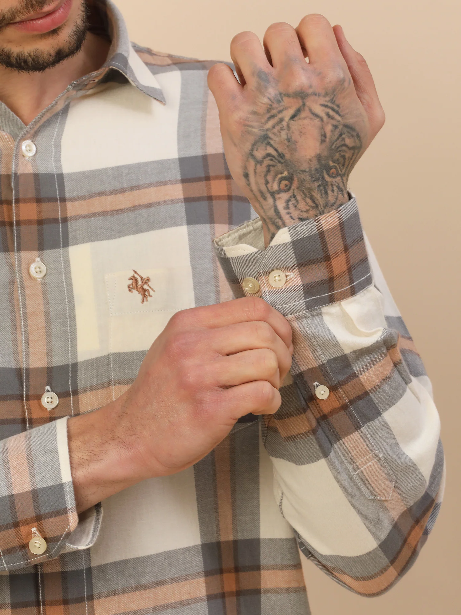 Men's Stylish Checkered Casual Shirt | Regular Fit | Full Sleeve | Pure Cotton | Smart Casual Wear - Image 4