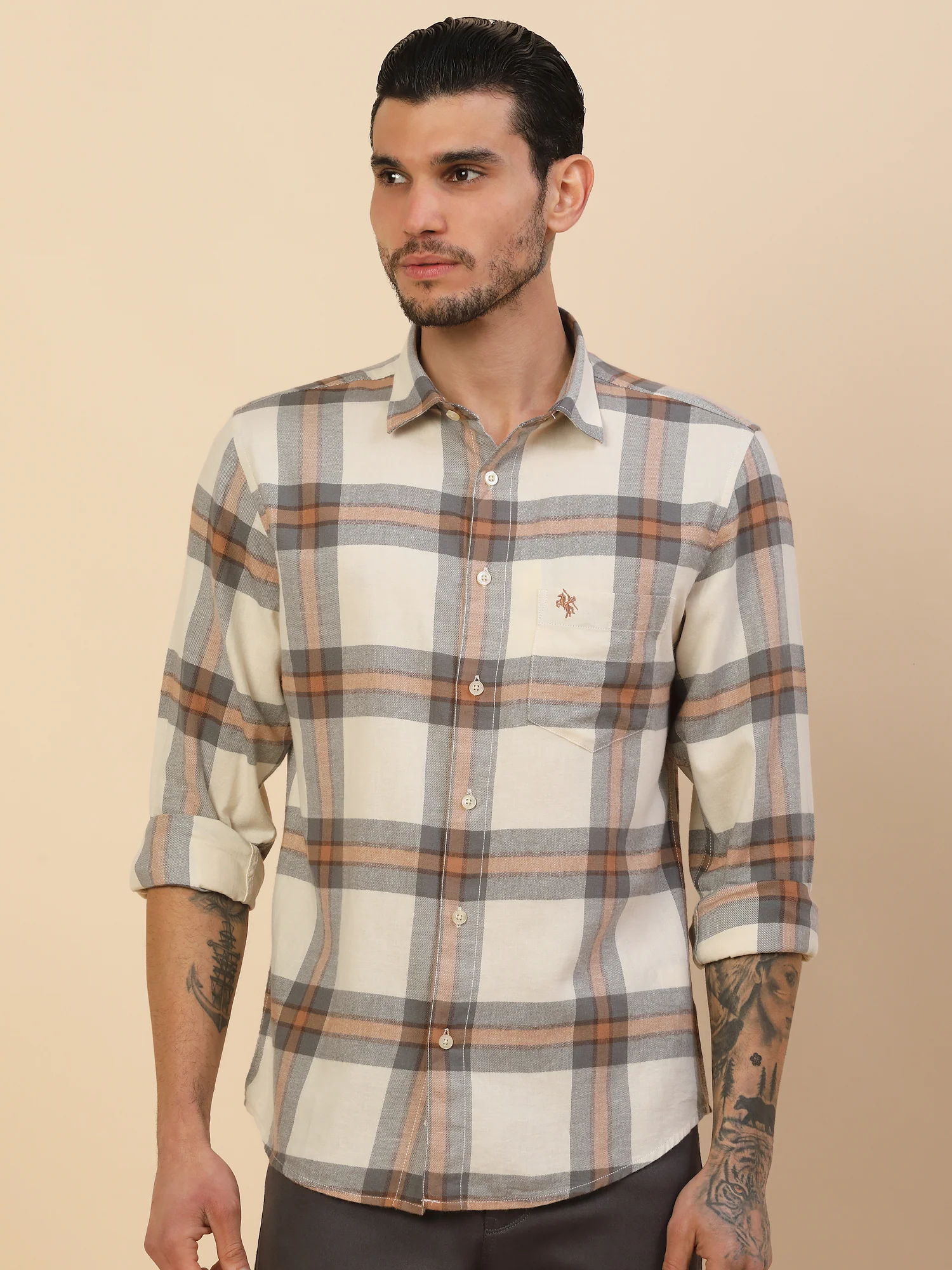 Men's Stylish Checkered Casual Shirt | Regular Fit | Full Sleeve | Pure Cotton | Smart Casual Wear - Image 6