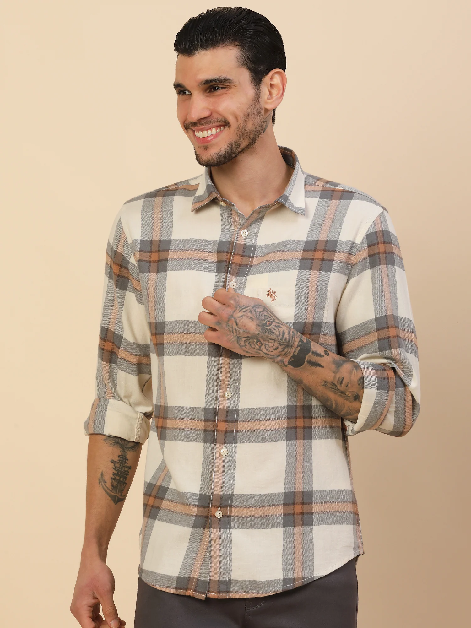 Men's Stylish Checkered Casual Shirt | Regular Fit | Full Sleeve | Pure Cotton | Smart Casual Wear - Image 7