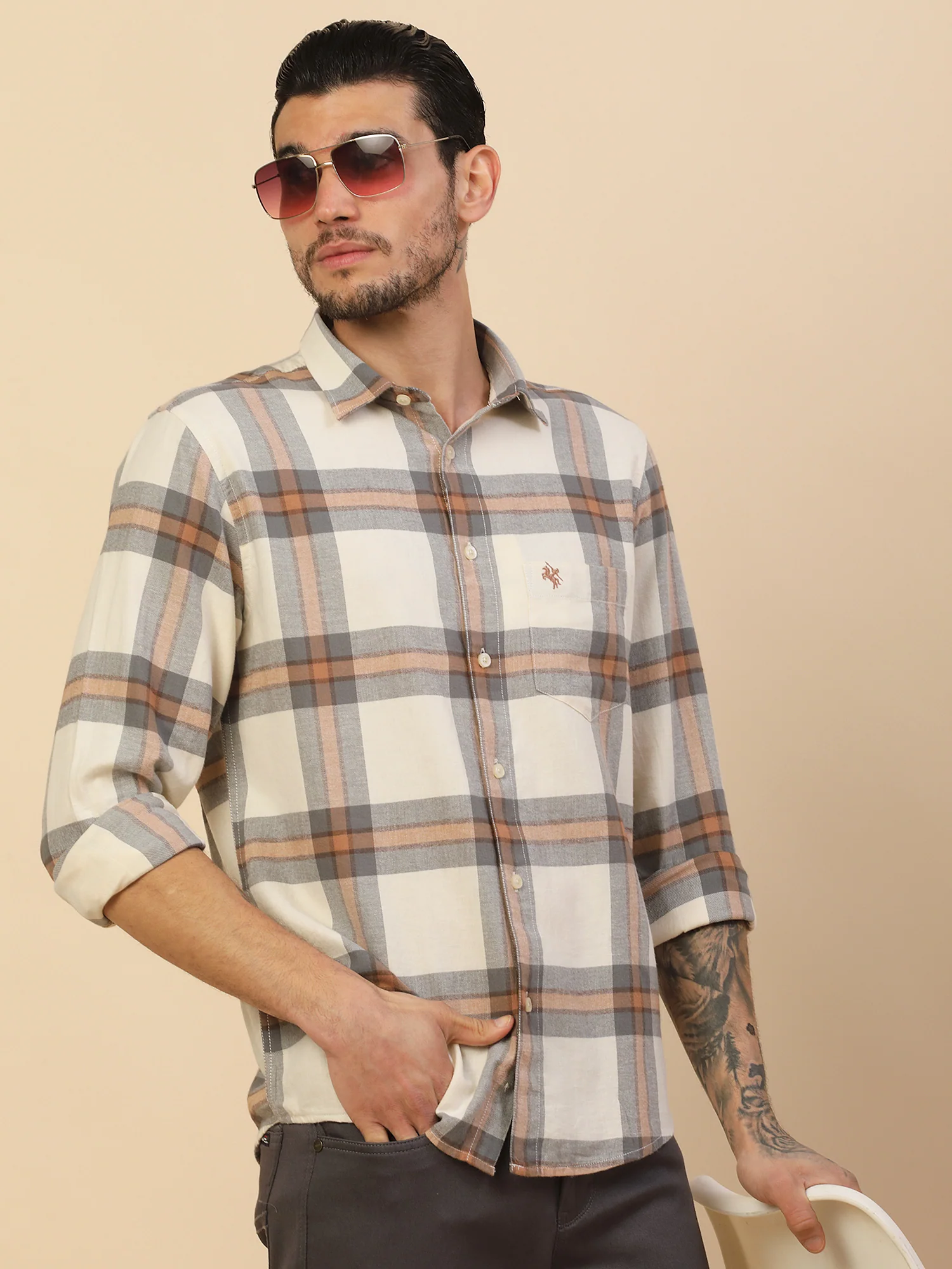 Men's Stylish Checkered Casual Shirt | Regular Fit | Full Sleeve | Pure Cotton | Smart Casual Wear - Image 8