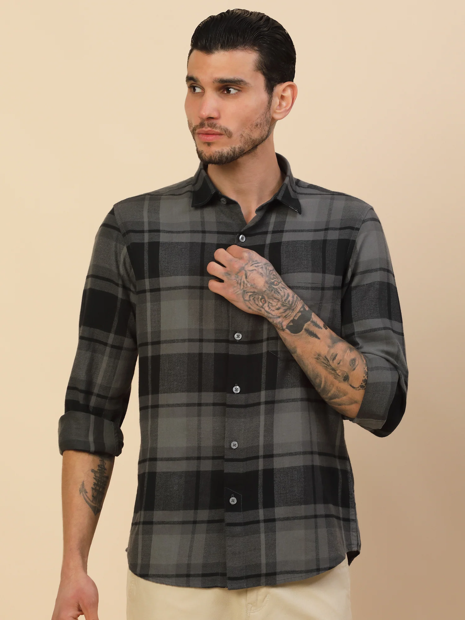 Men's Stylish Checkered Casual Shirt | Regular Fit | Full Sleeve | Pure Cotton | Smart Casual Wear - Image 2