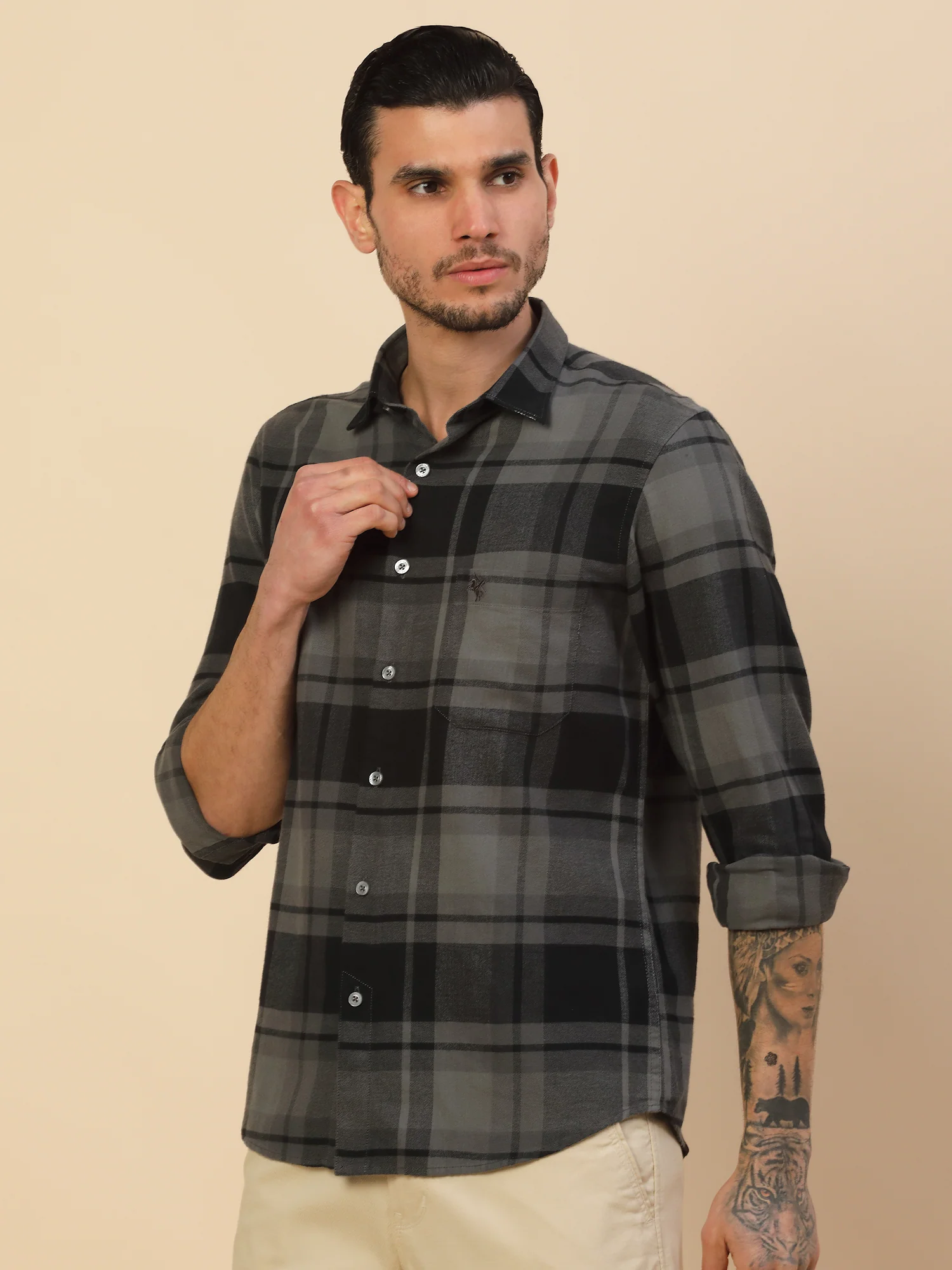 Men's Stylish Checkered Casual Shirt | Regular Fit | Full Sleeve | Pure Cotton | Smart Casual Wear - Image 6