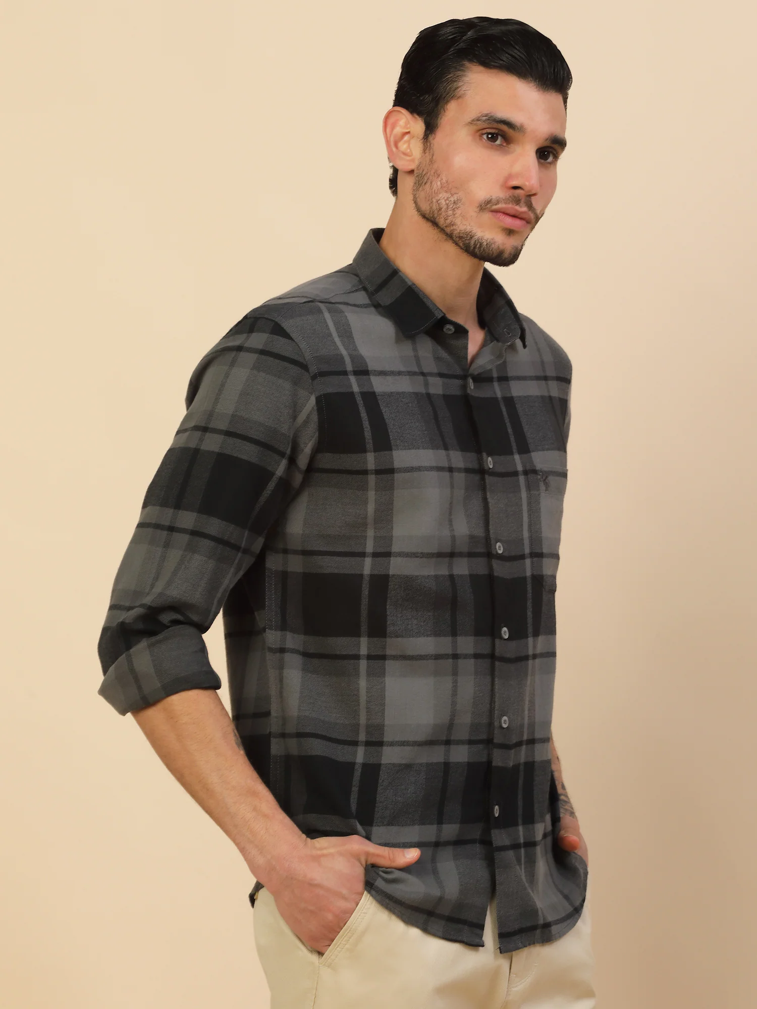 Men's Stylish Checkered Casual Shirt | Regular Fit | Full Sleeve | Pure Cotton | Smart Casual Wear - Image 7