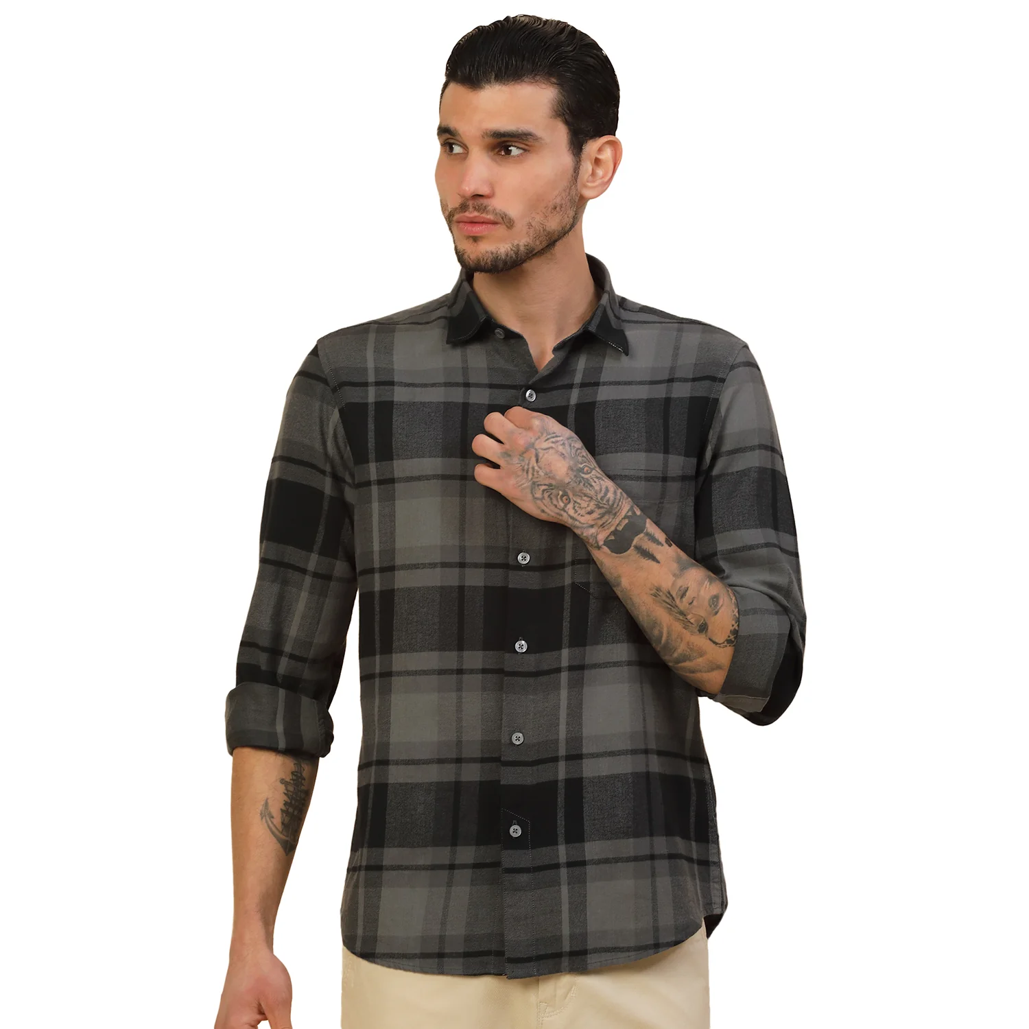 Men's Stylish Checkered Casual Shirt | Regular Fit | Full Sleeve | Pure Cotton | Smart Casual Wear - Image 9