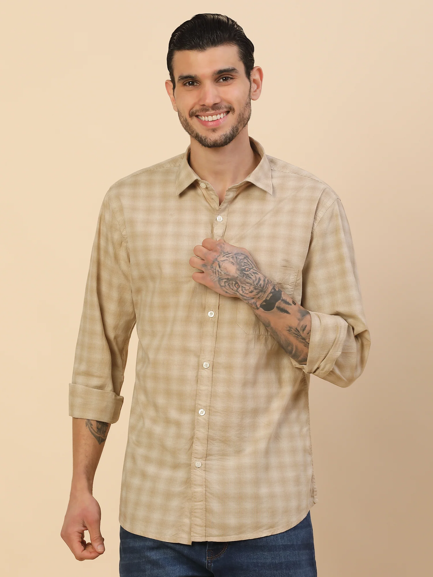 Men's Stylish Checkered Casual Shirt | Regular Fit | Full Sleeve | Pure Cotton | Smart Casual Wear